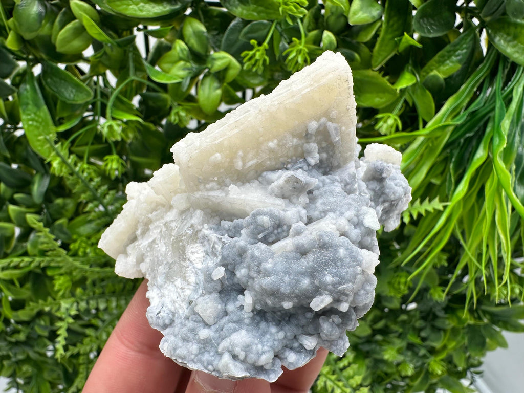 Rare Fluorescent Calcite after Barite on Chalcedony - Androvo Mine, Bulgaria