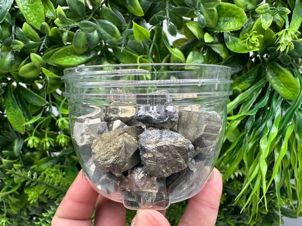 Golden Pyrite Cubes Box: Shiny Mineral Collection (500/520 grams)