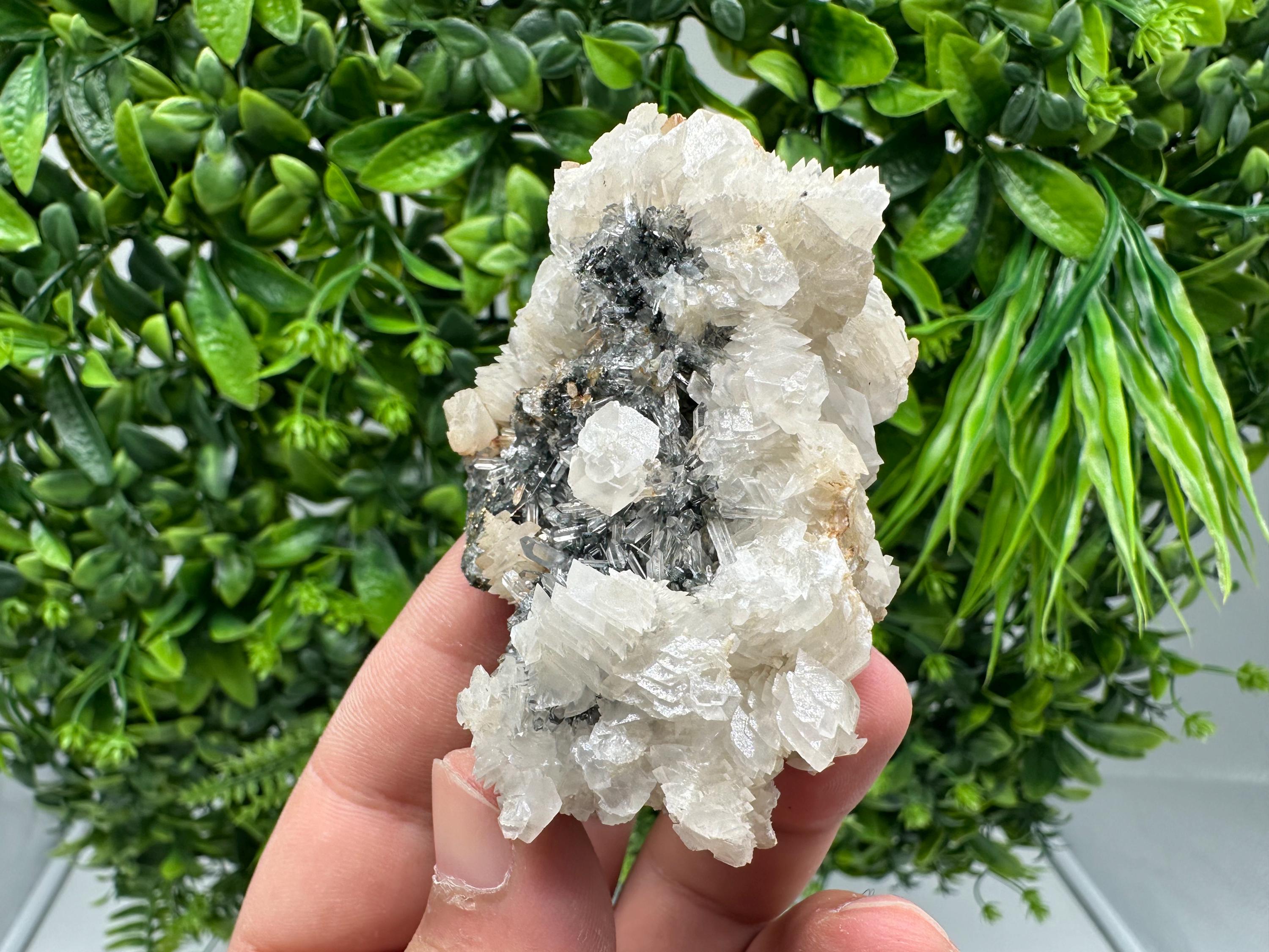 Quartz Crystal with Calcite and Chlorite - Borieva Mine, Bulgaria
