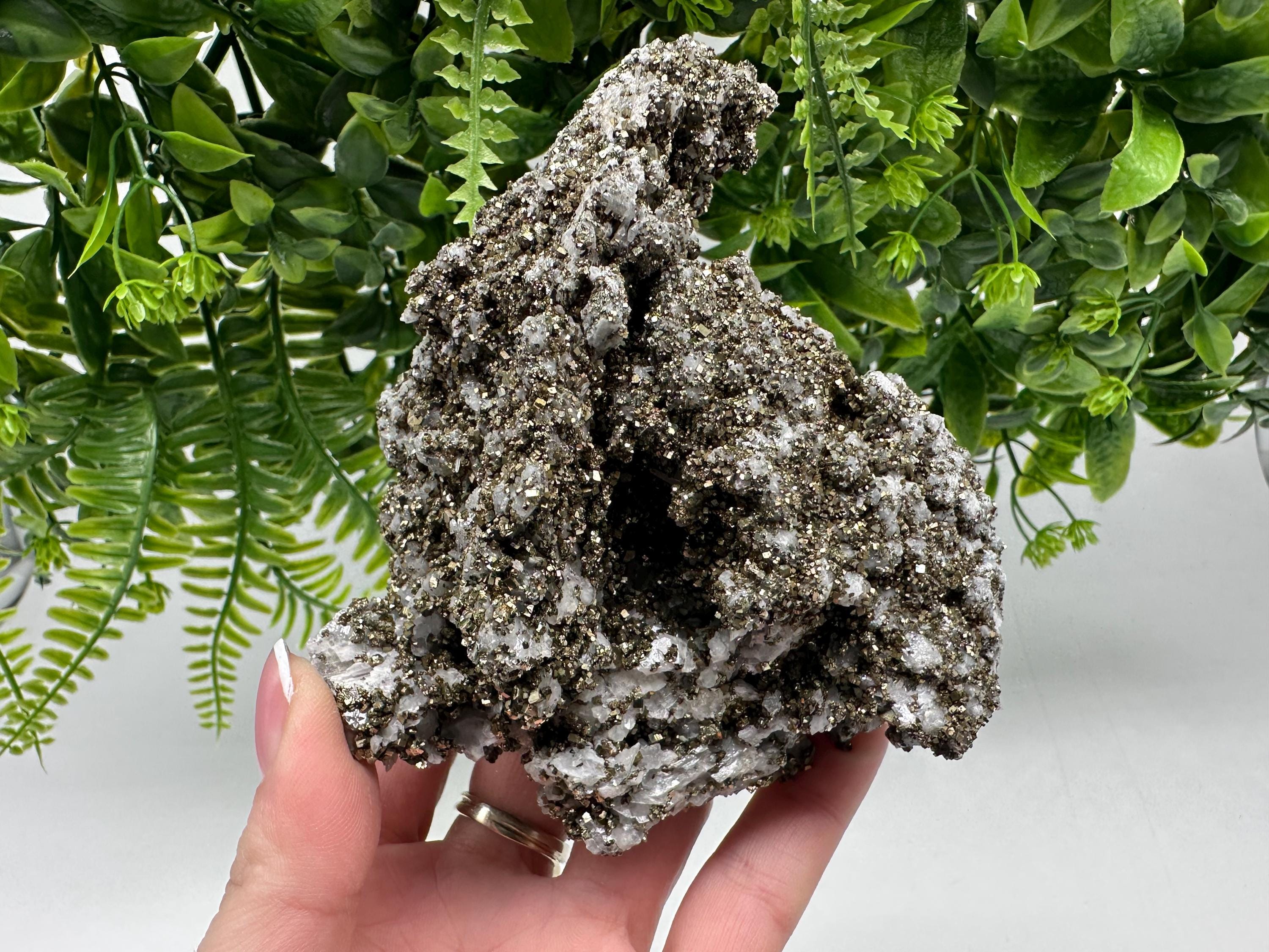Stunning Pyrite on Quartz,Calcite from Borieva mine,Madan,Bulgaria,natural,collectible mineral specimen,home decor stone,collection crystal