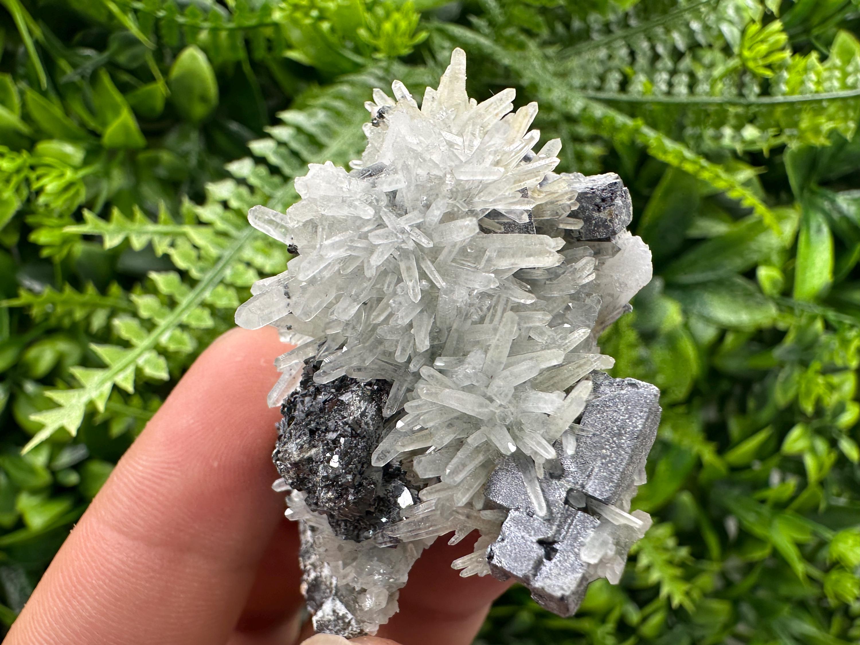 Skeleton Galena, Sphalerite on Quartz Cluster, Bulgaria Mineral Specimen