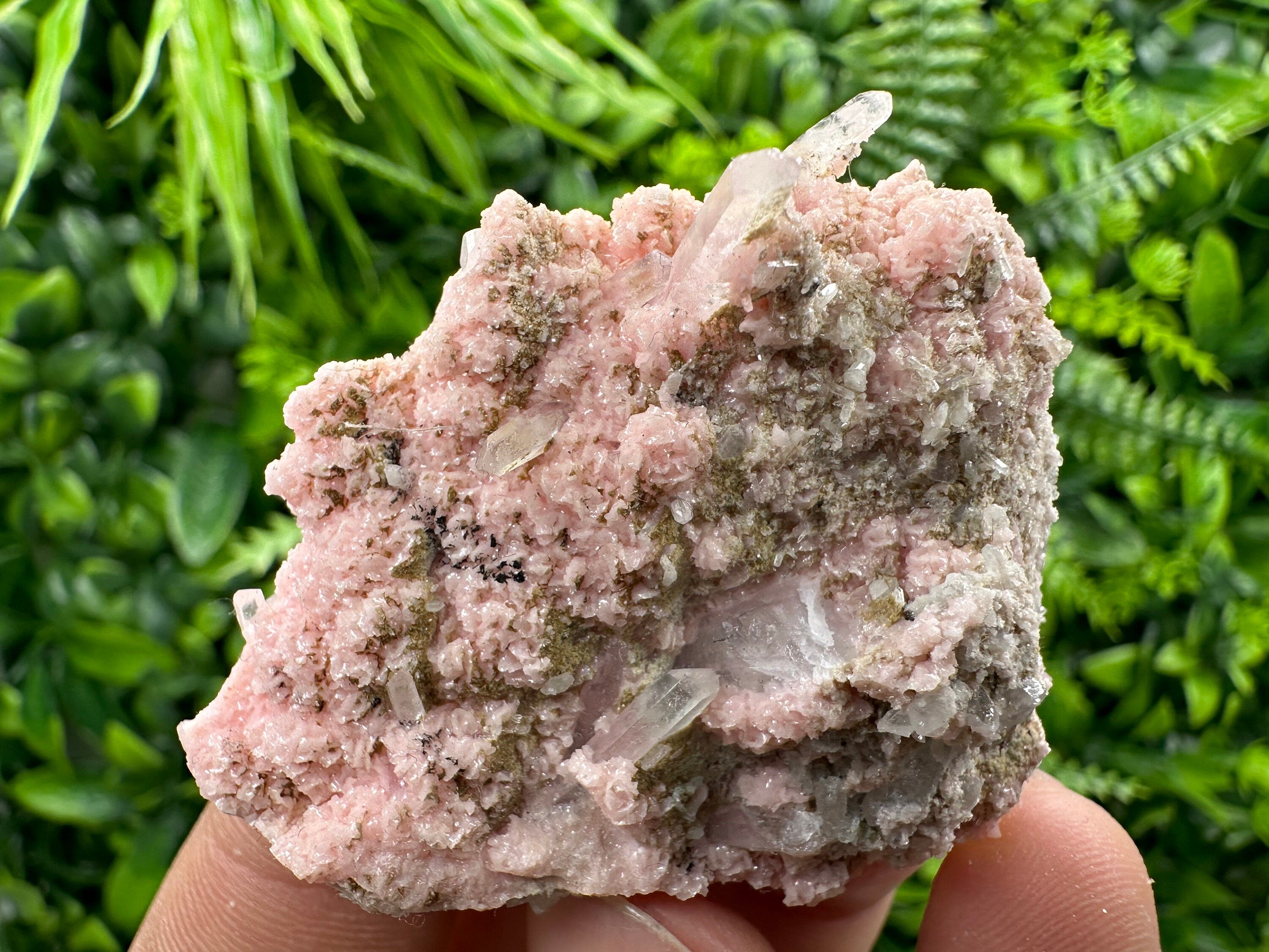 Rhodochrosite with Quartz Crystals, Starnica Mine, Bulgaria