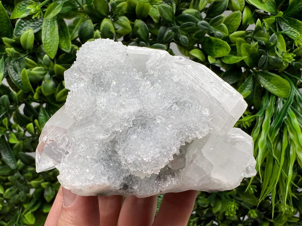 Transparent Apophyllite on Chalcedony, Natural Crystal Specimen, India Minerals