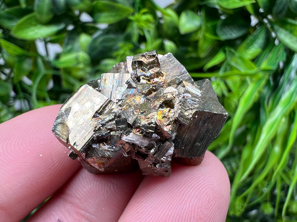 Rainbow Pyrite with Calcite, Natural Crystal Mineral Decor, Borieva Bulgaria