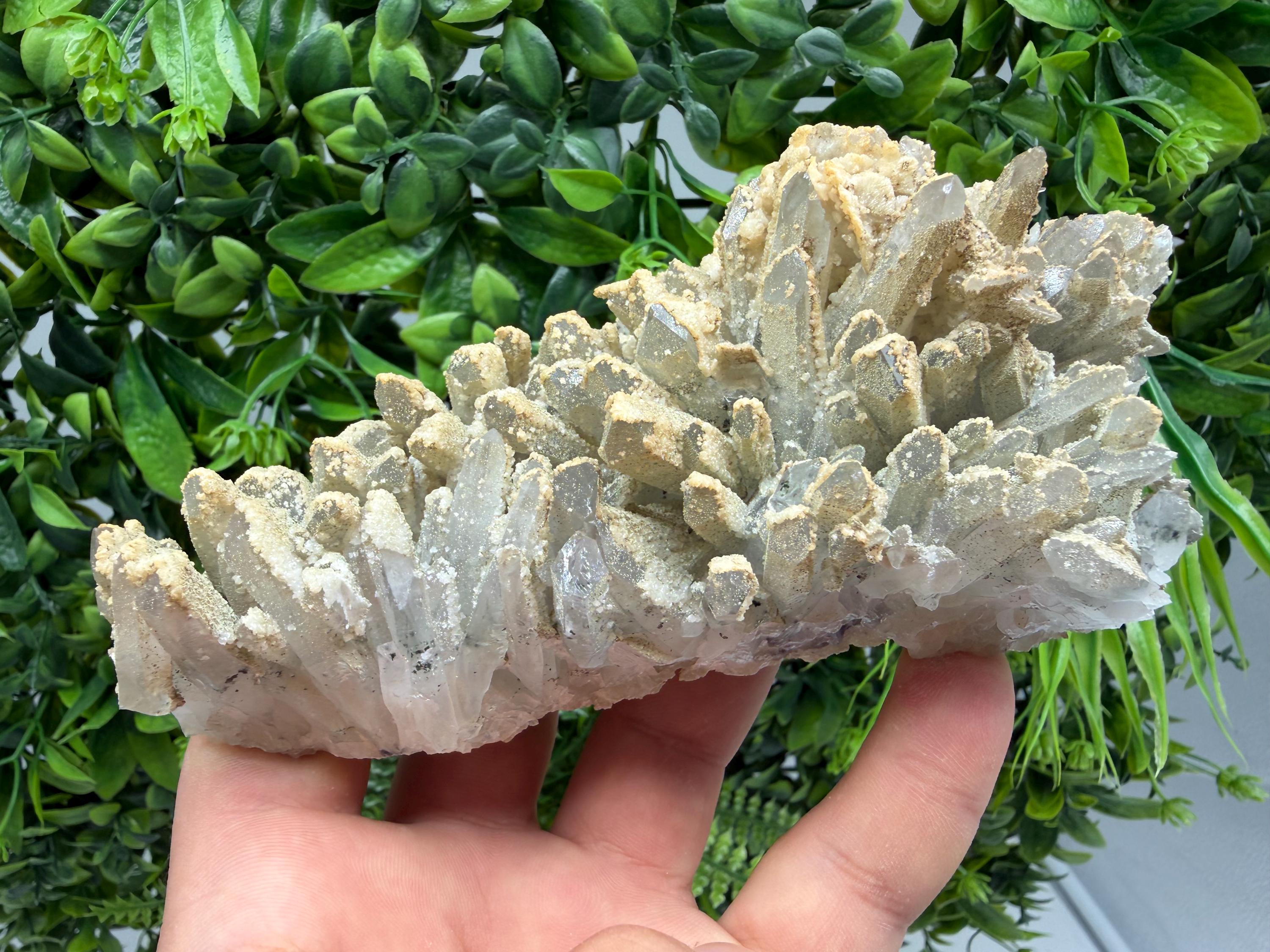 Stunning Transparent Quartz on Chlorite Matrix white Calcite from Borieva mine,Madan,Bulgaria,collection mineral specimen,home decor,gift