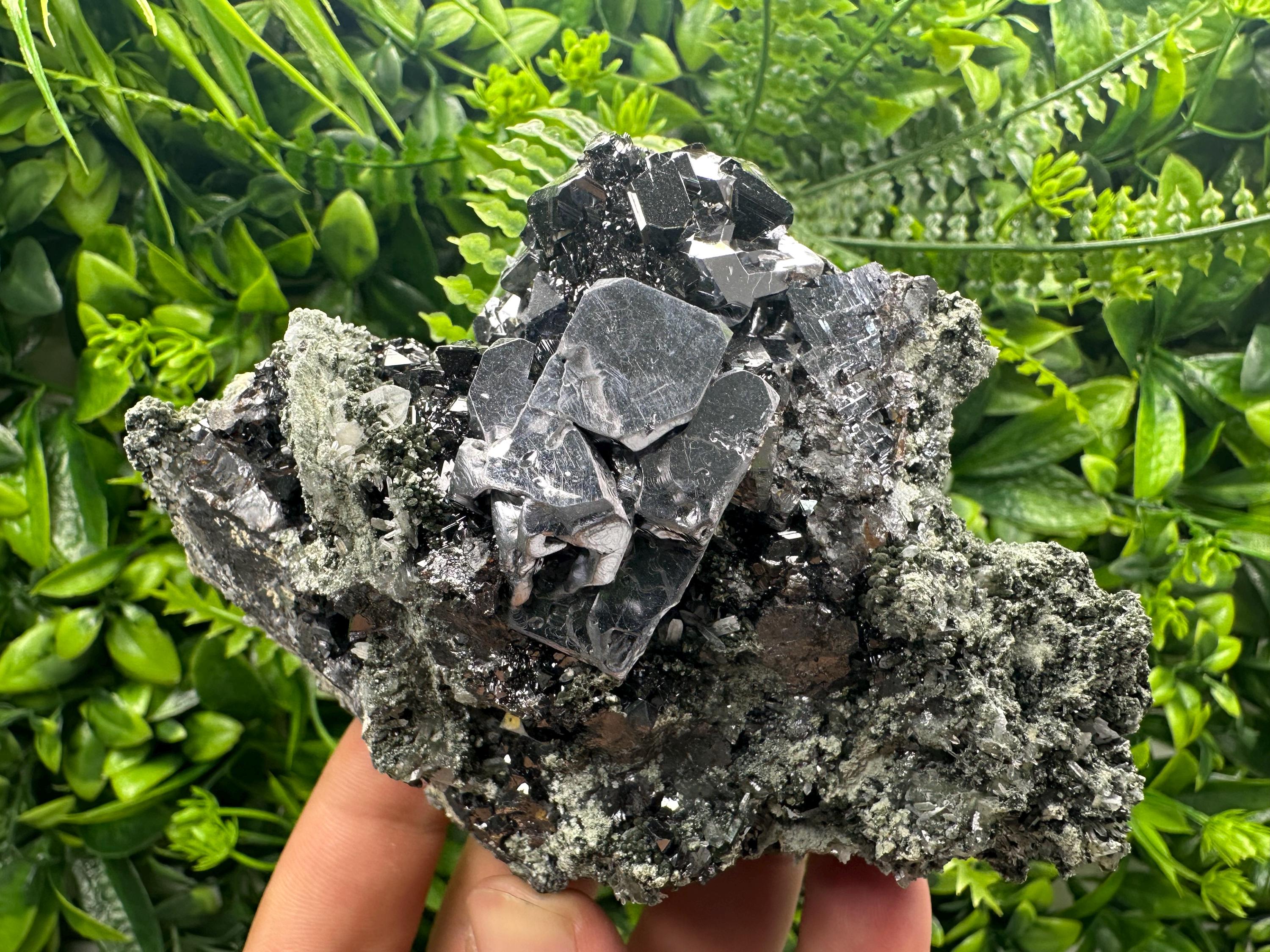 Shiny Galena Sphalerite on Quartz: Natural Mineral Souvenir