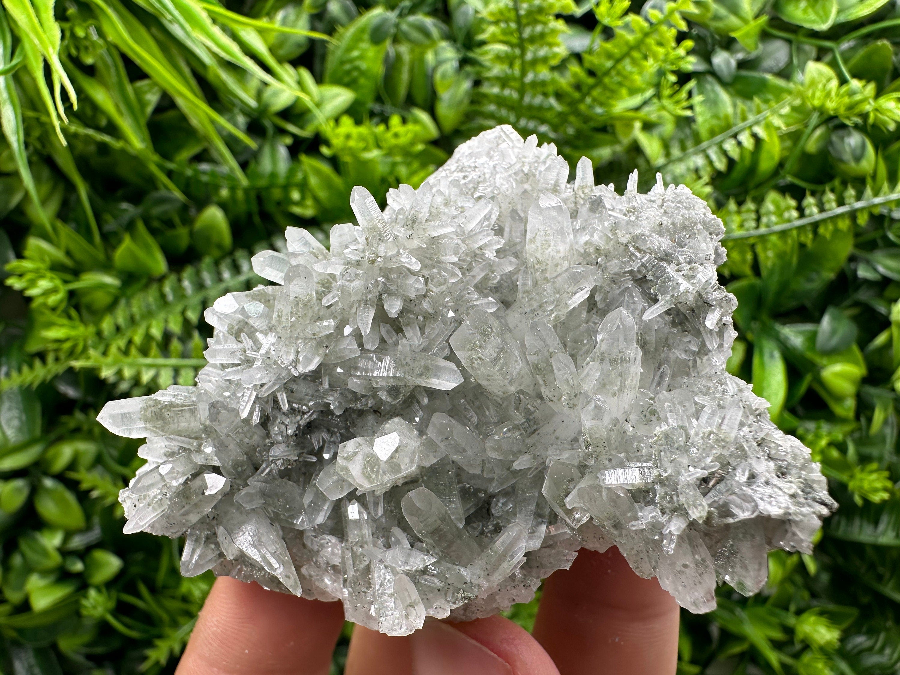Chlorite Quartz Cluster, Borieva Mine Mineral Specimen, Bulgaria