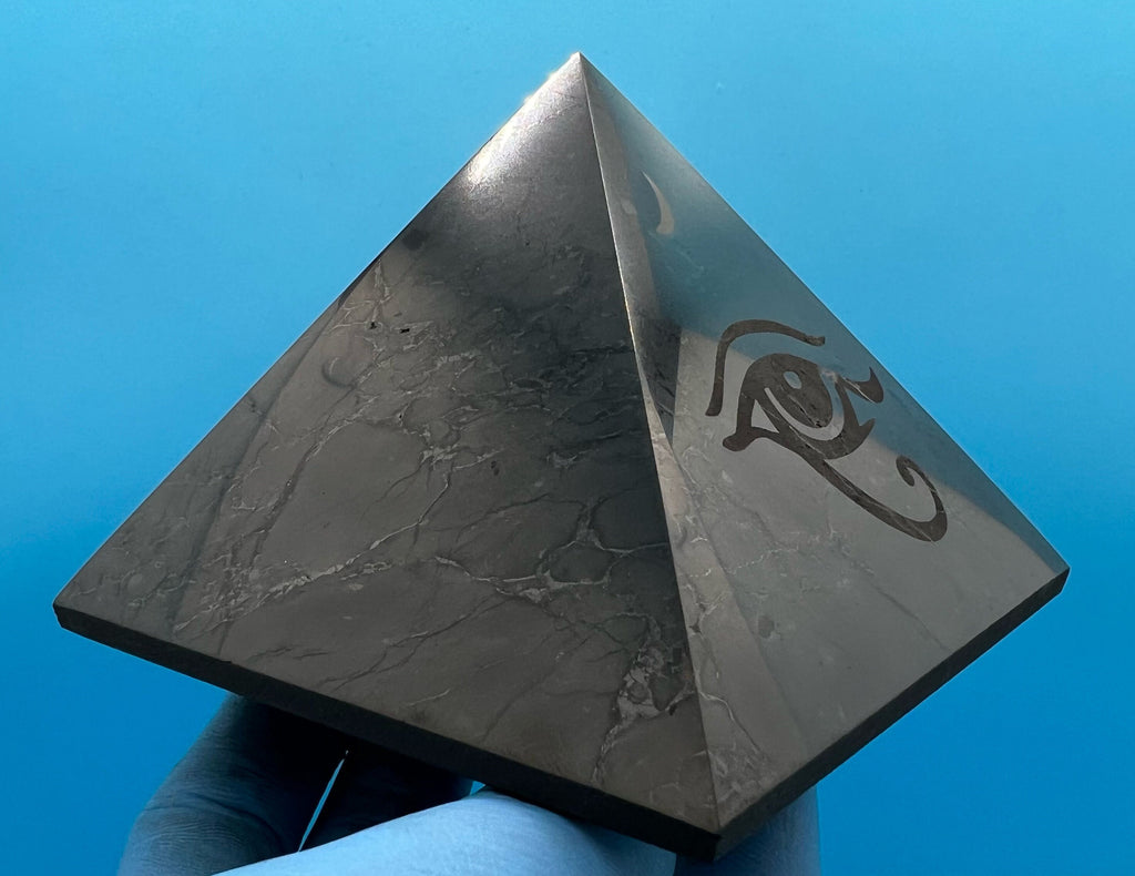 Shungite Pyramid (10cm): EMF & 5G Protection, Healing Crystal