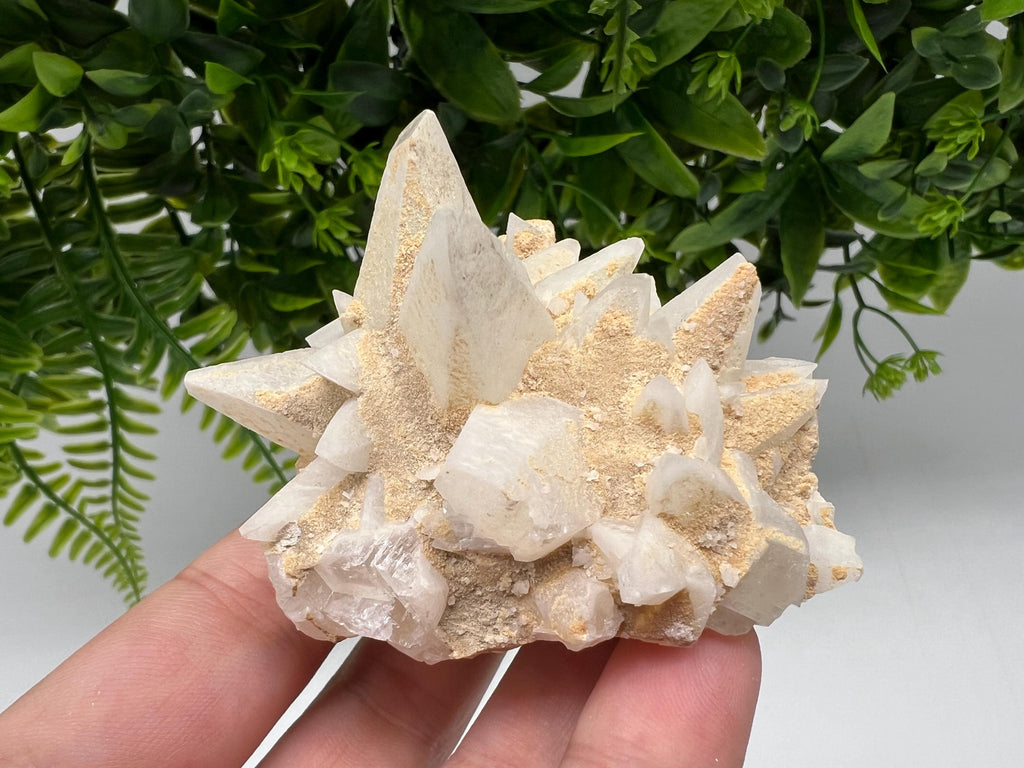 Calcite on Green Quartz: Djurcovo Mine, Bulgaria Healing Crystal