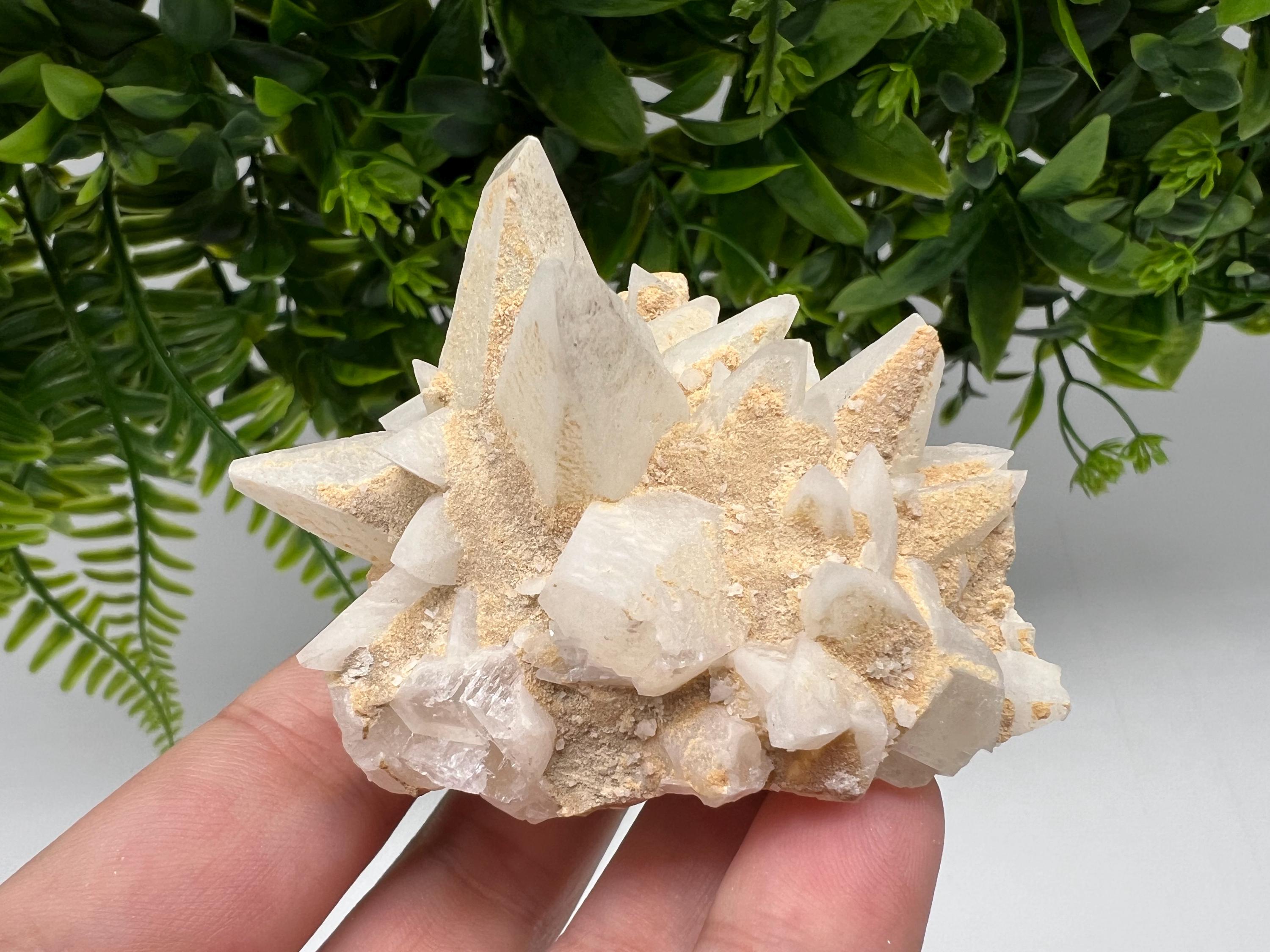 Calcite on Green Quartz: Djurcovo Mine, Bulgaria Healing Crystal