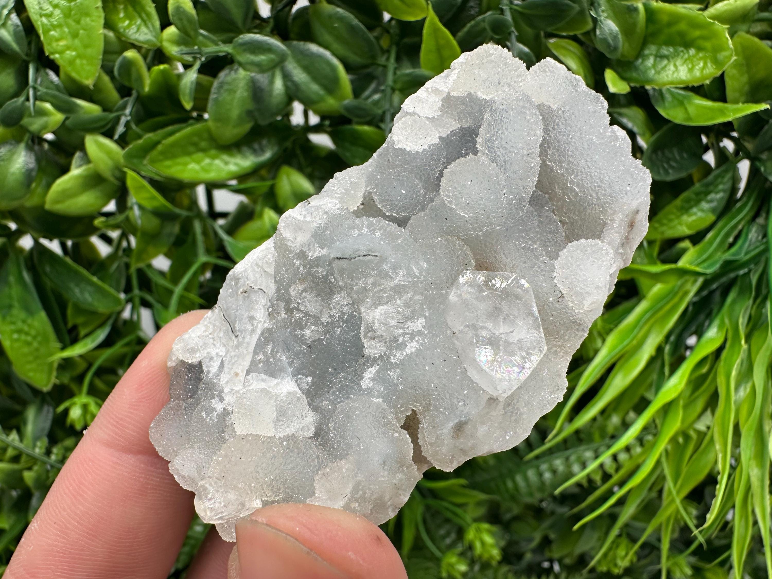 Apophyllite Stilbite on Chalcedony, India Mineral Specimen