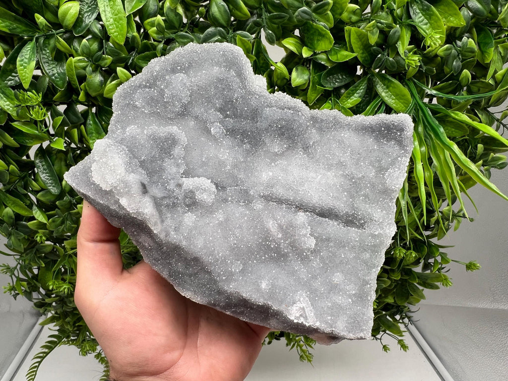 Large Quartz Chalcedony with Chlorite Inclusions: Deep Blue Crystal Decor