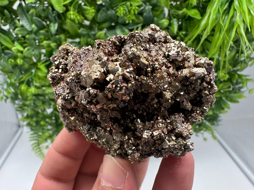 Rainbow Pyrite with Calcite, Natural Crystal Mineral Specimen, Borieva Bulgaria