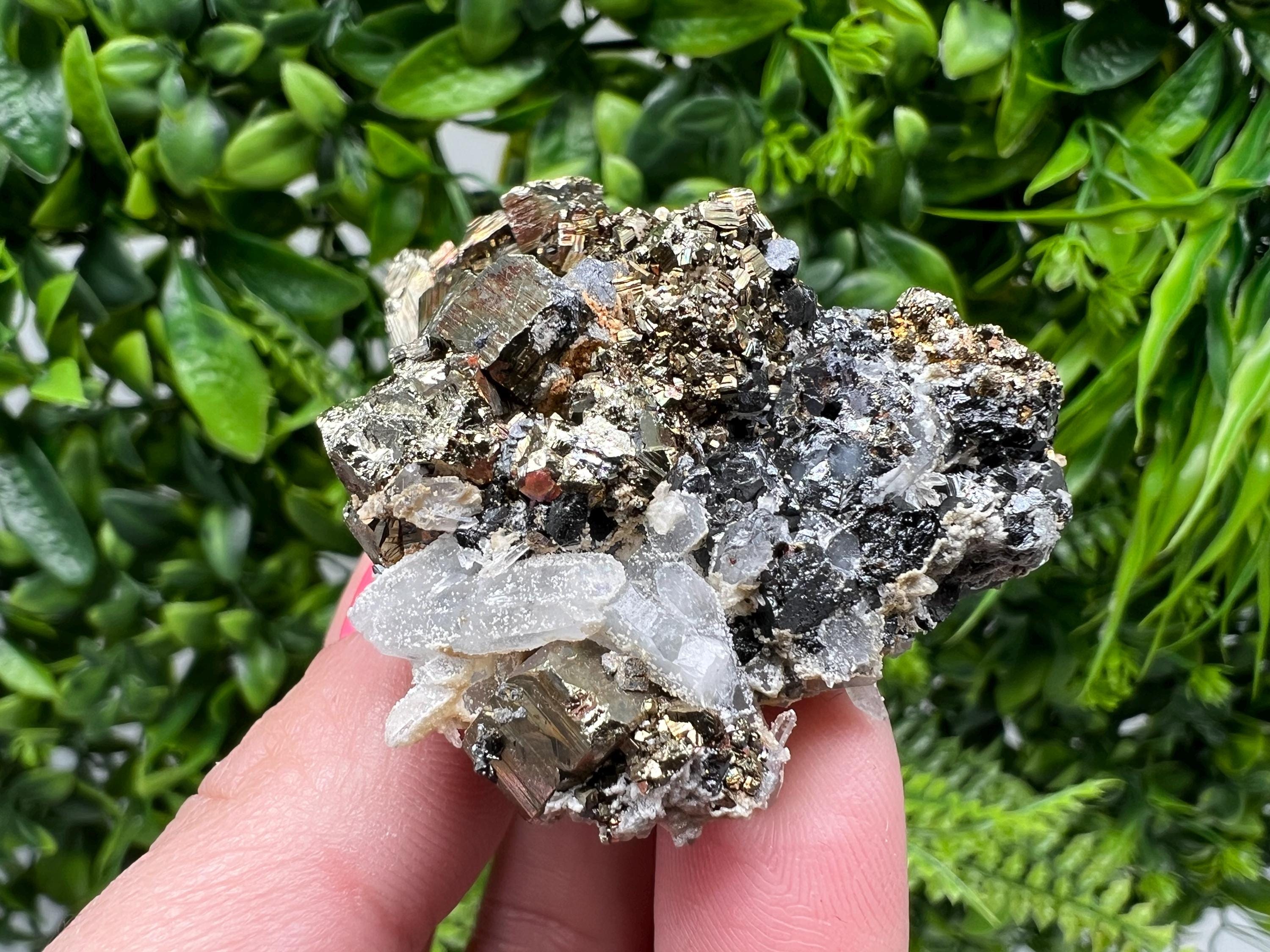 Wonderful Rainbow Pyrite whit Calcite,natural minerals souvenir Crystal,collection stone,rare minerals,home decor,Borieva Bulgaria