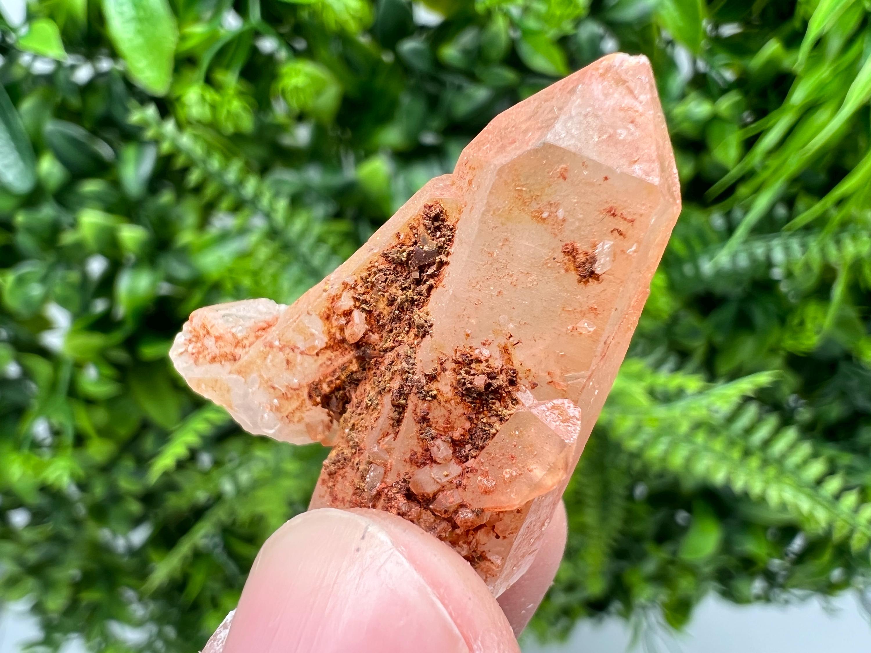 Red Hematite Quartz Crystal, Moroccan Mineral Specimen