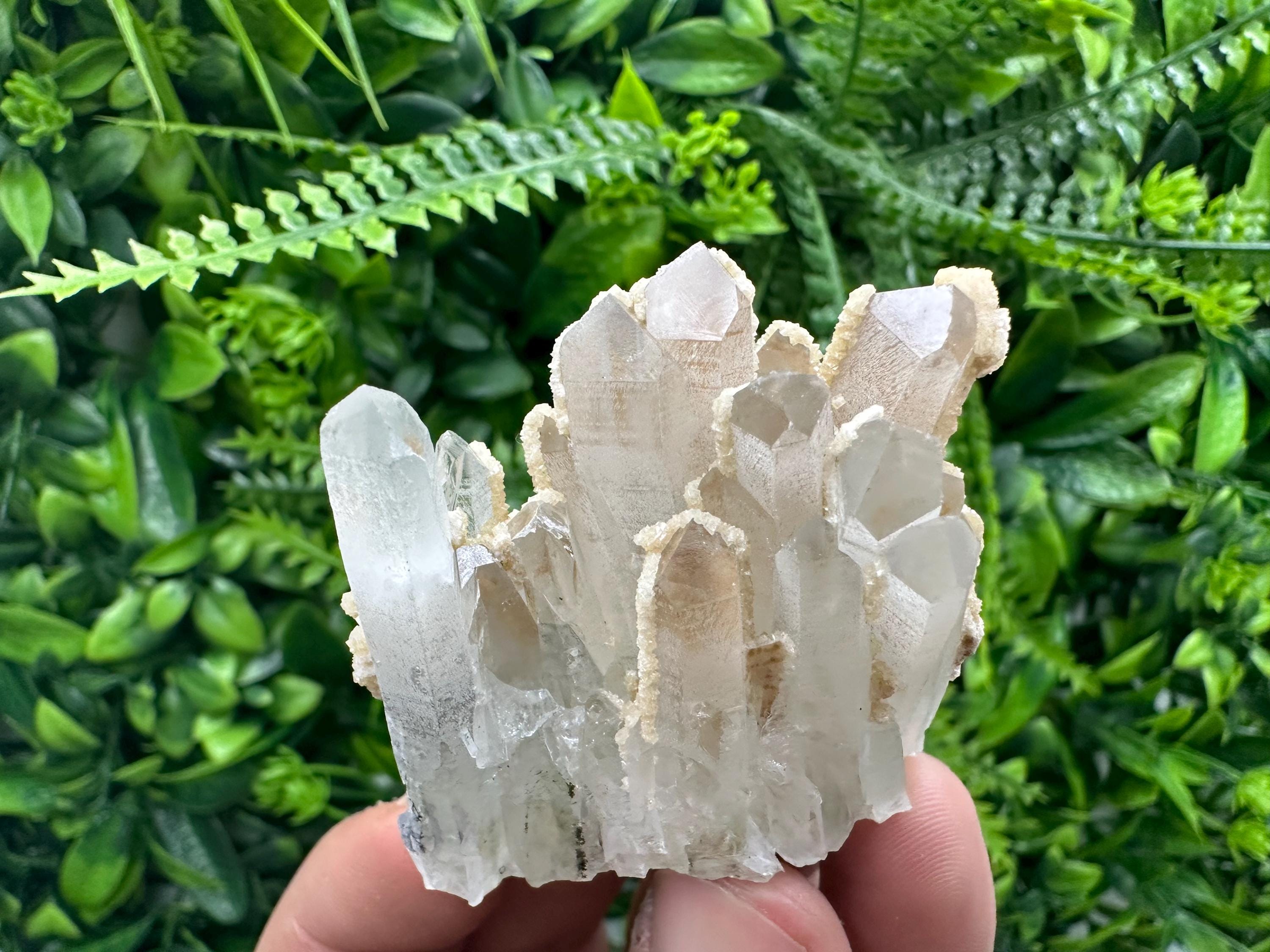 Quartz Calcite Mineral Specimen: Transparent Crystal Home Decor