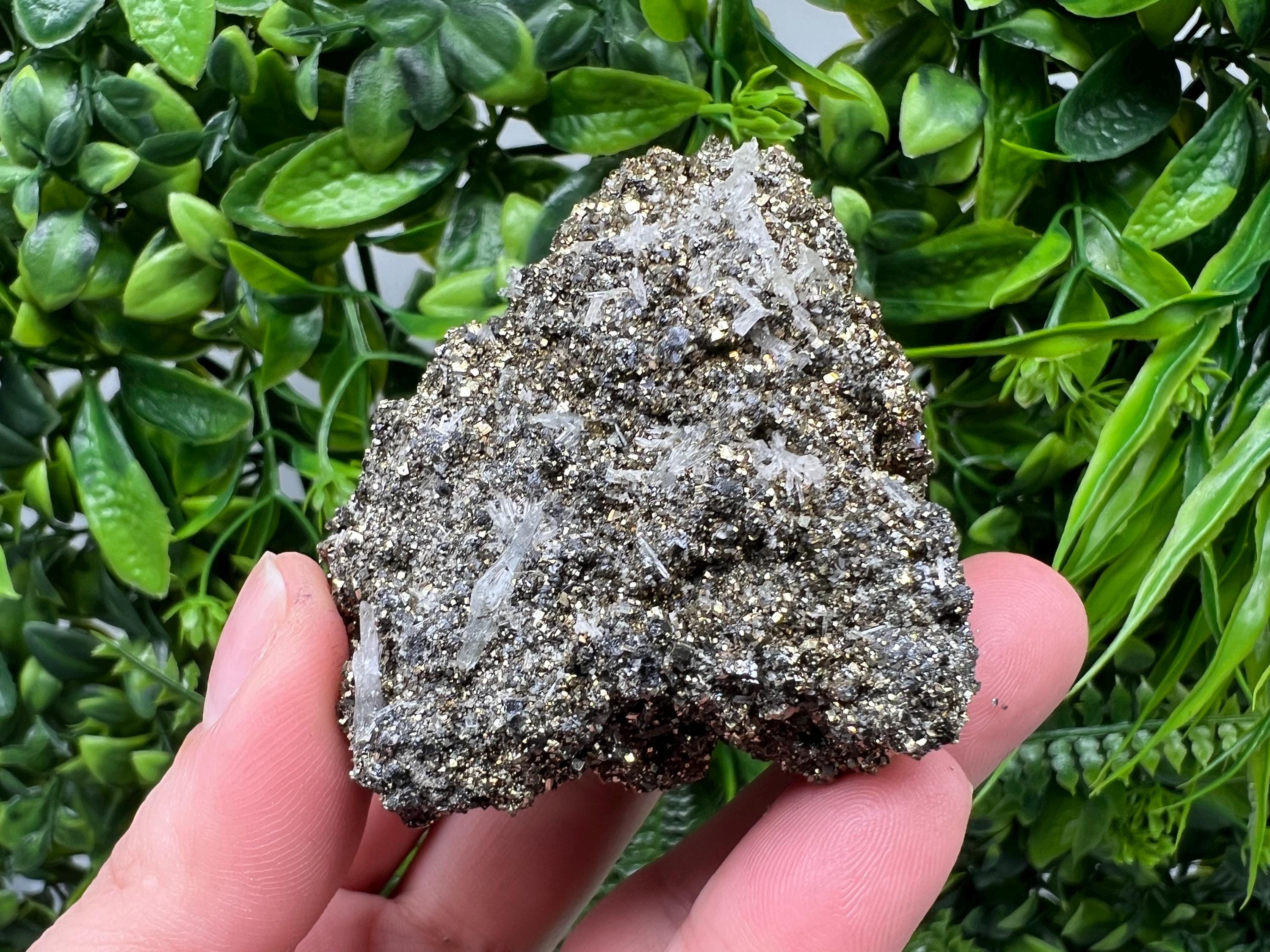 Pyrite on Green Quartz Mineral Specimen, Borieva Mine, Bulgaria