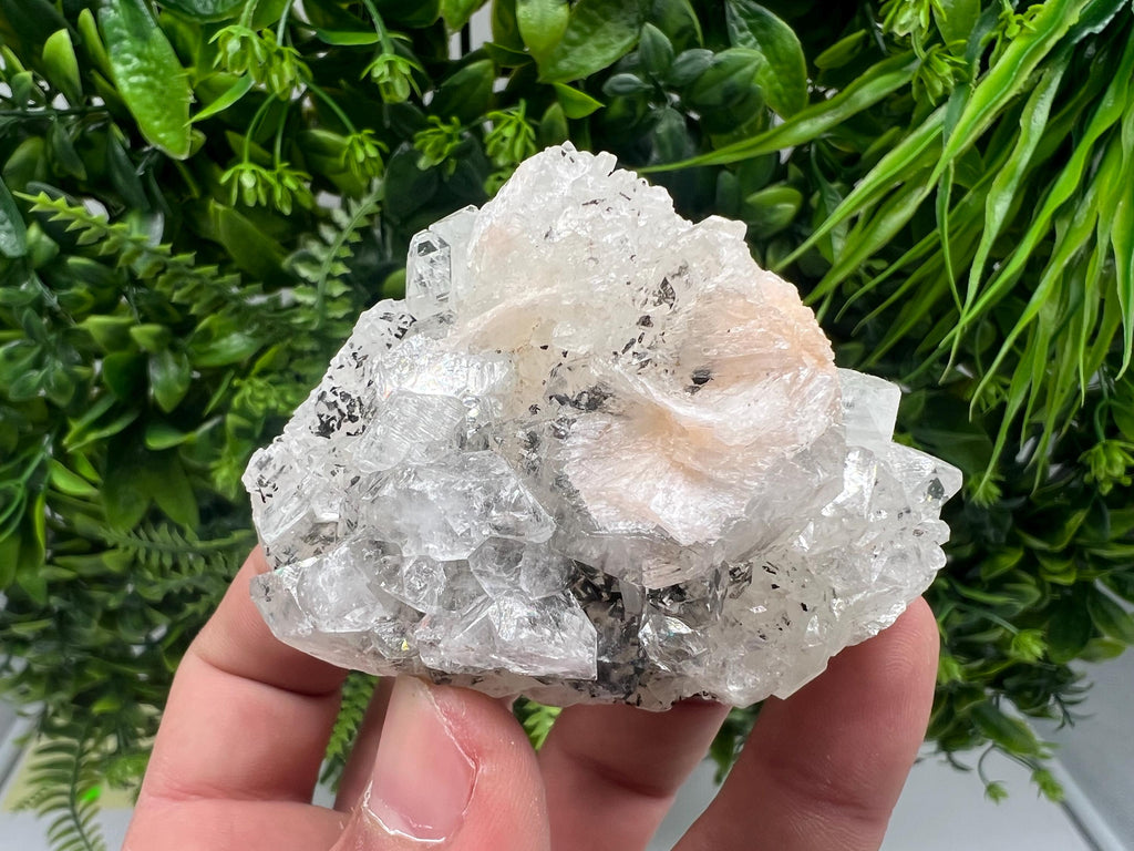 Apophyllite Stilbite on Chalcedony, Natural Mineral Specimen, India
