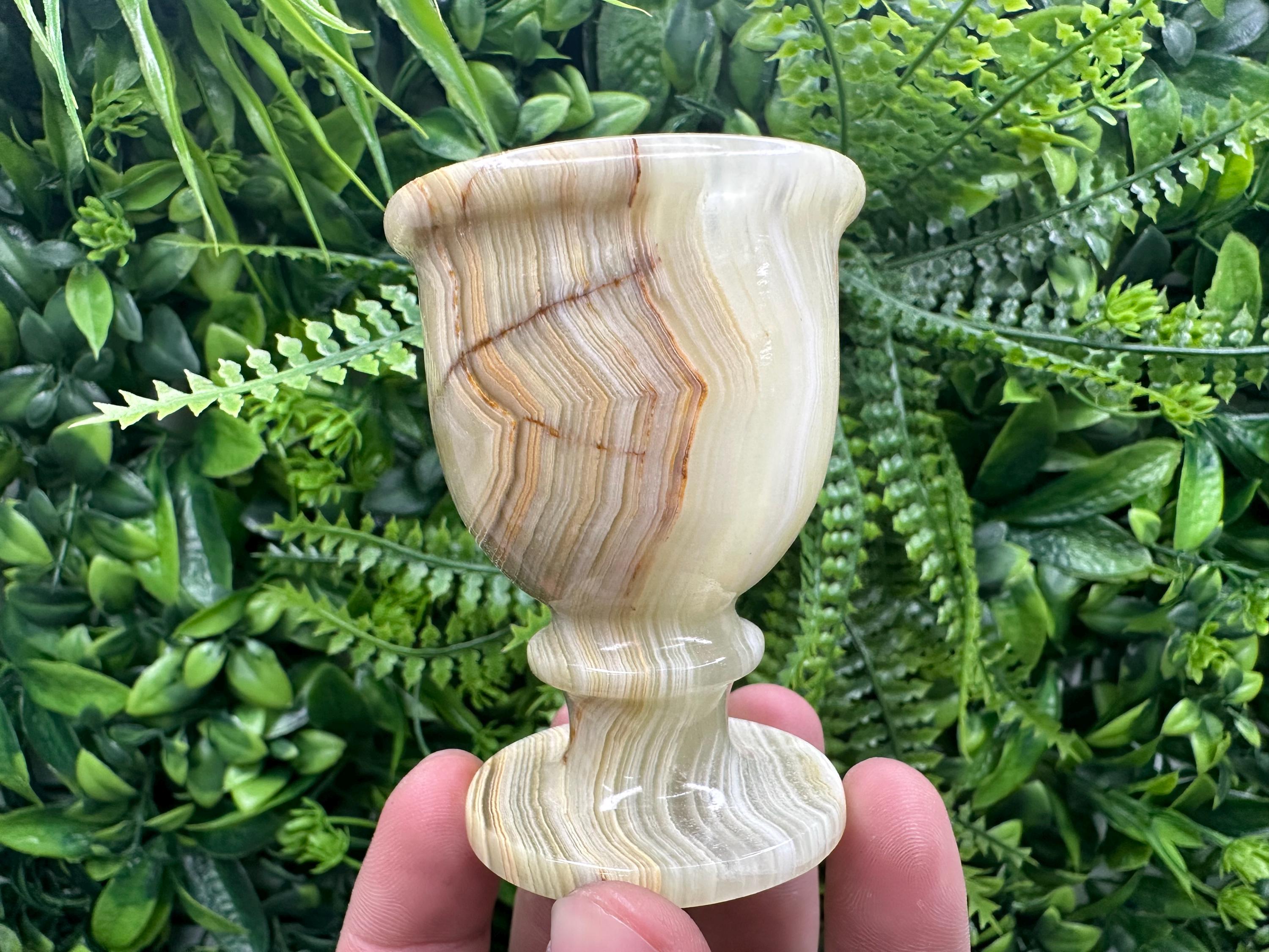 Vintage Natural Onyx Goblet: Unique Stone Cup (7cm)