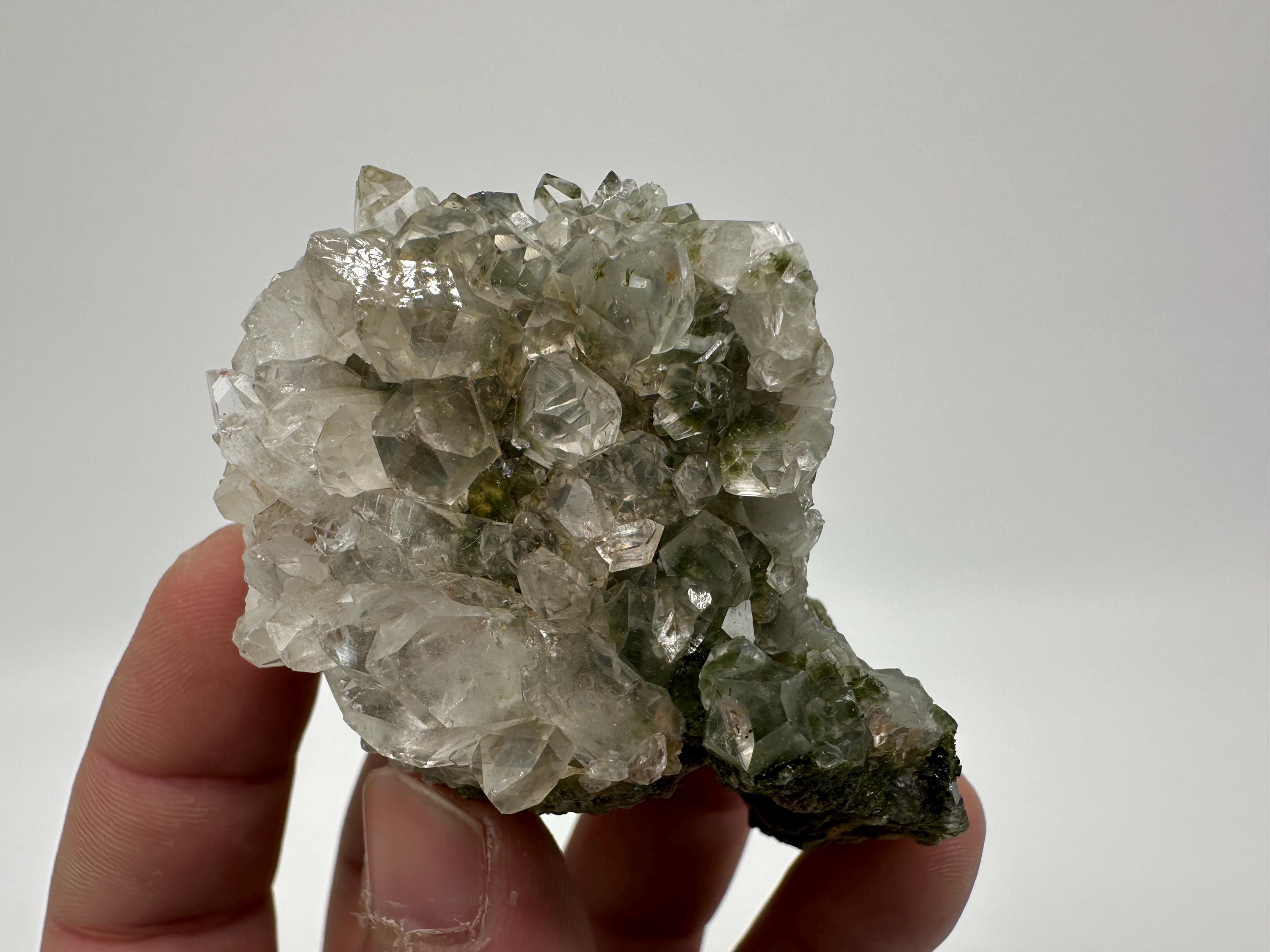 Rare Green Epidote Quartz Crystal Cluster - Eastern Anatolia, Turkey