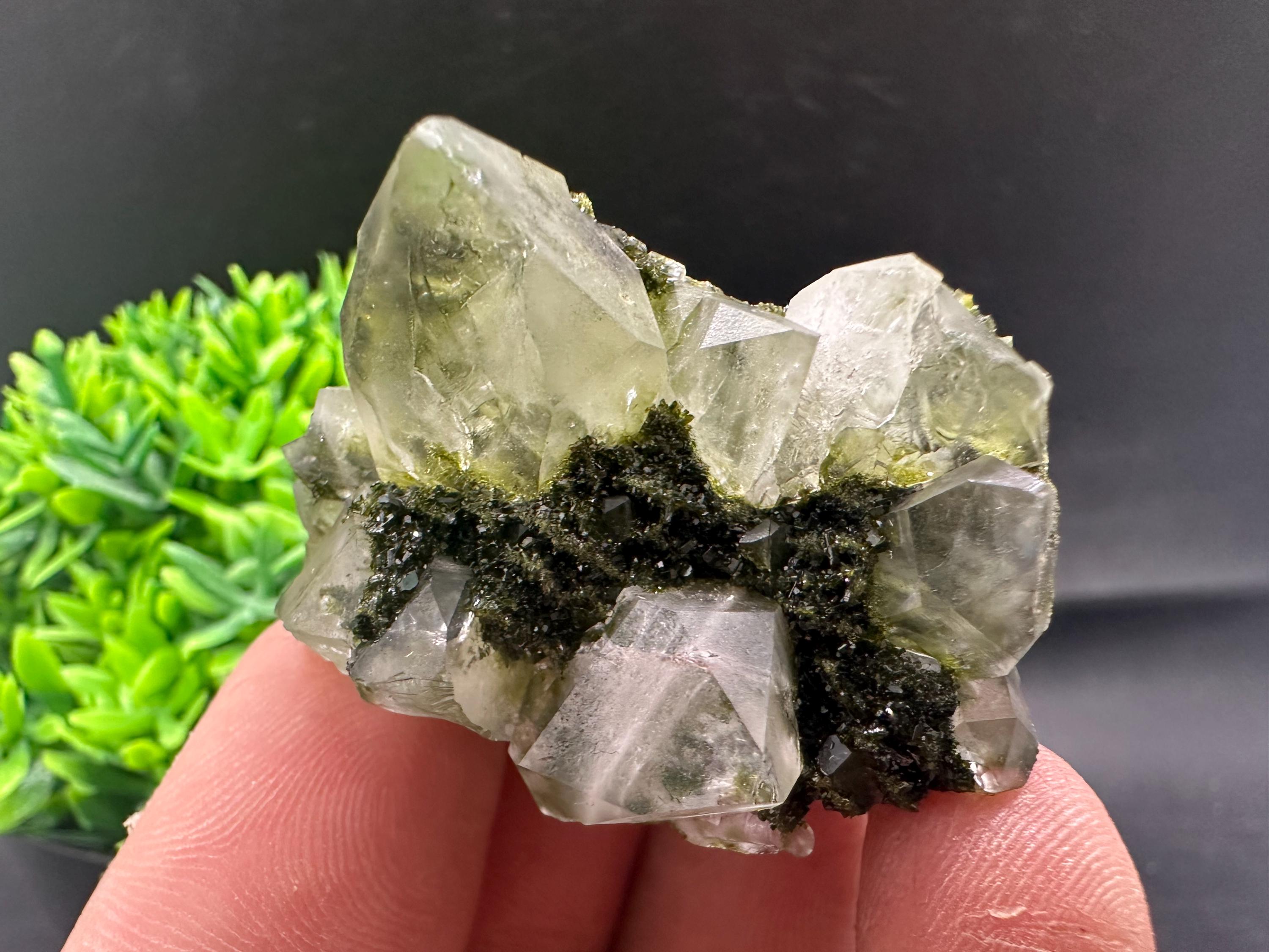 Rare Green Epidote with Quartz Crystals: Eastern Anatolian Decor