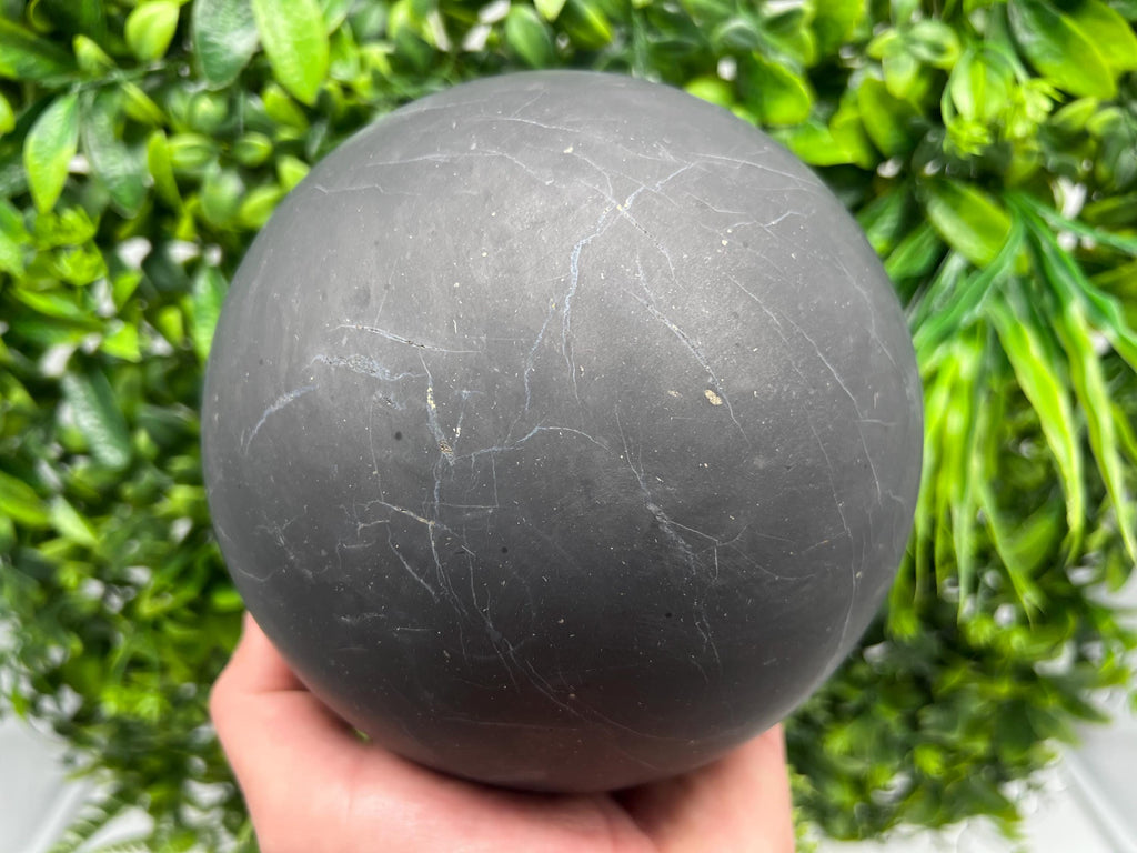 Large Shungite Sphere (15cm): EMF & 5G Protection, Metaphysical Healing