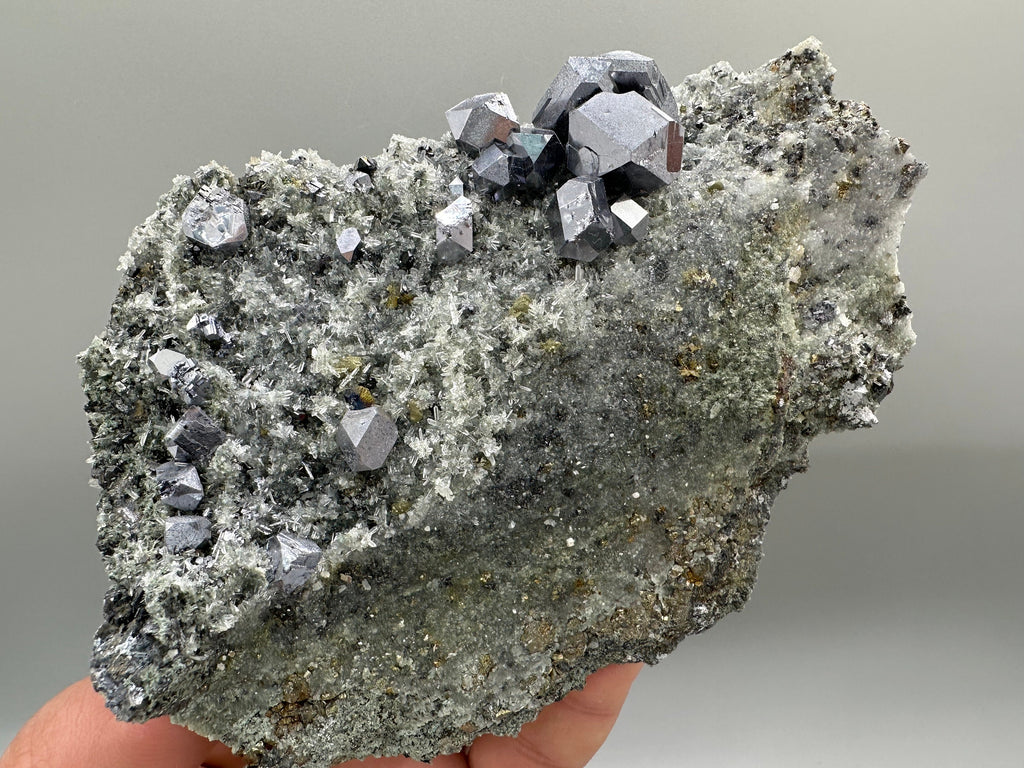 Galena Chalcopyrite on Quartz with Chlorite Matrix: Borieva Mine Mineral Decor