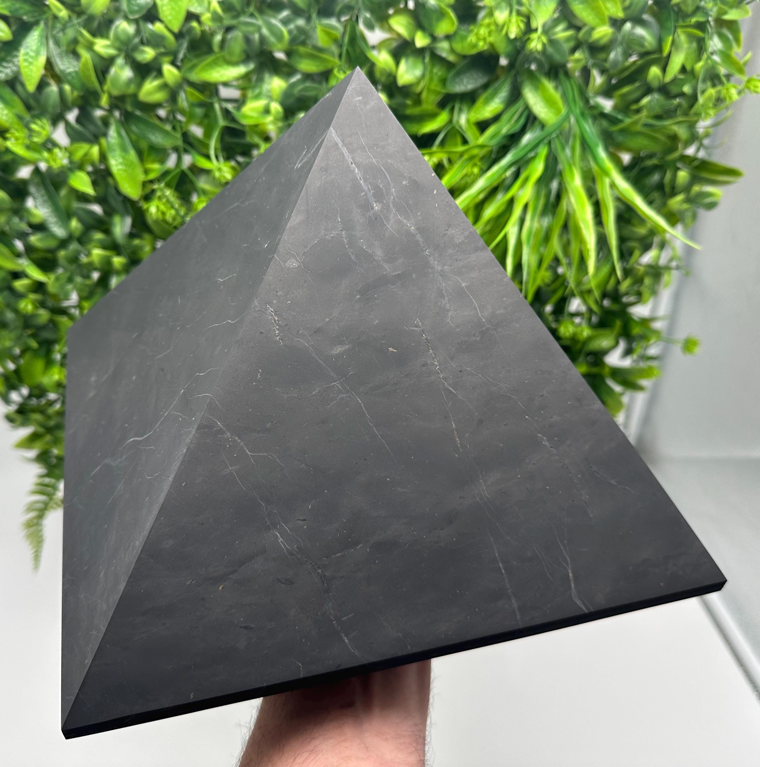 Large Unpolished Shungite Pyramid: EMF Protection, Sacred Stone (25cm)