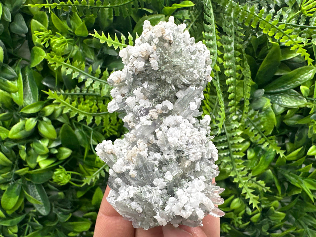 Calcite on Quartz with Amethyst and Chlorite, Djurcovo Mine, Bulgaria