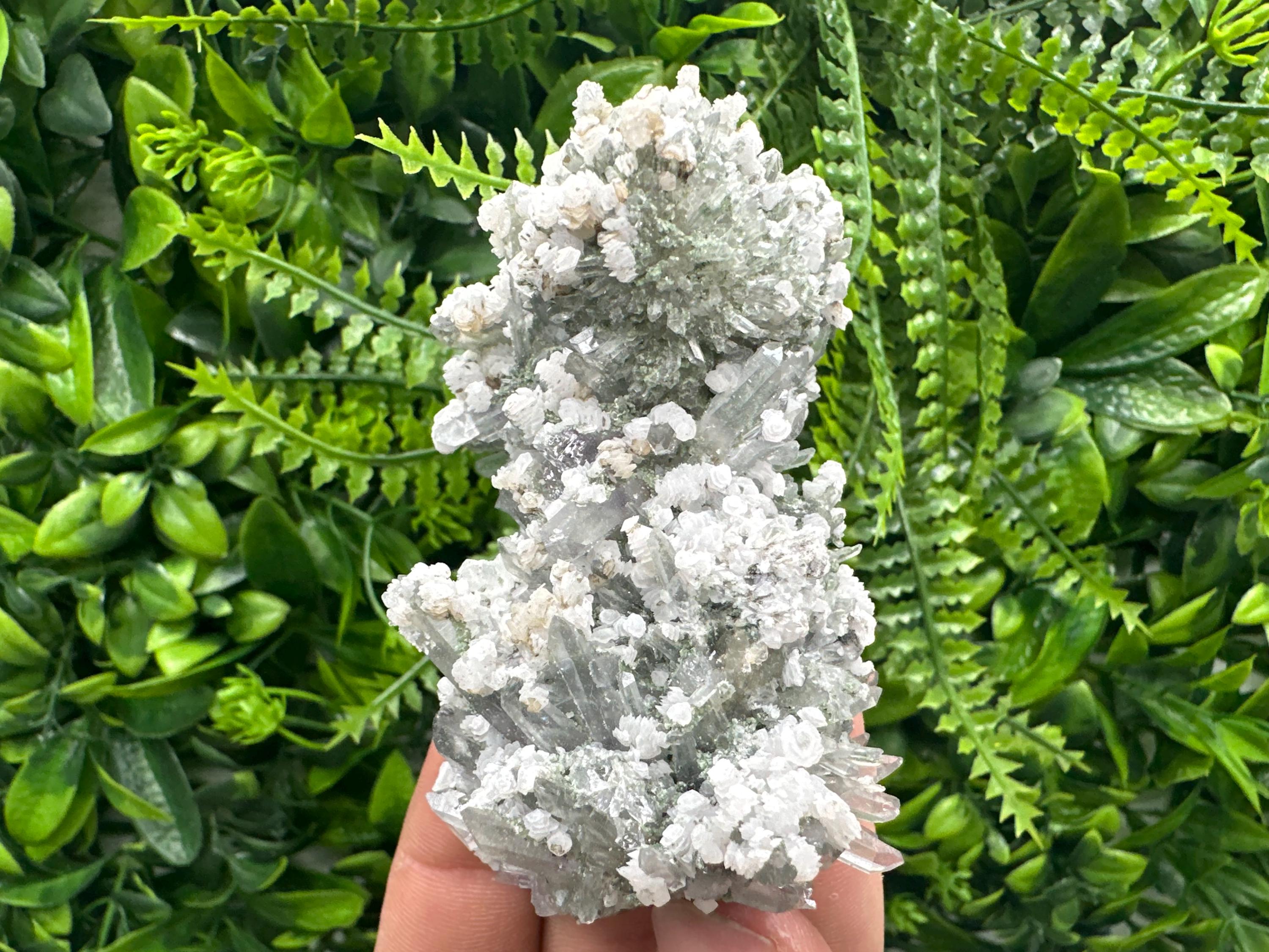 Calcite on Quartz with Amethyst and Chlorite, Djurcovo Mine, Bulgaria