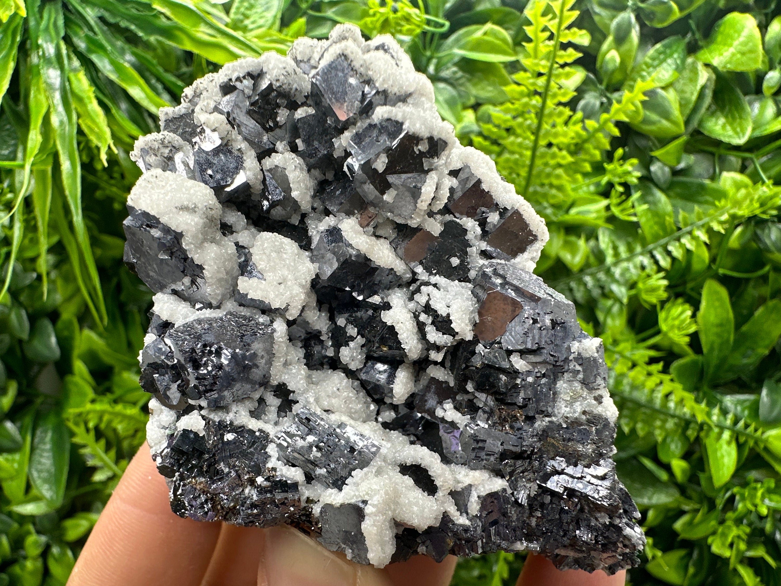 Rare Calcite on Galena, Borieva Mine Mineral Specimen