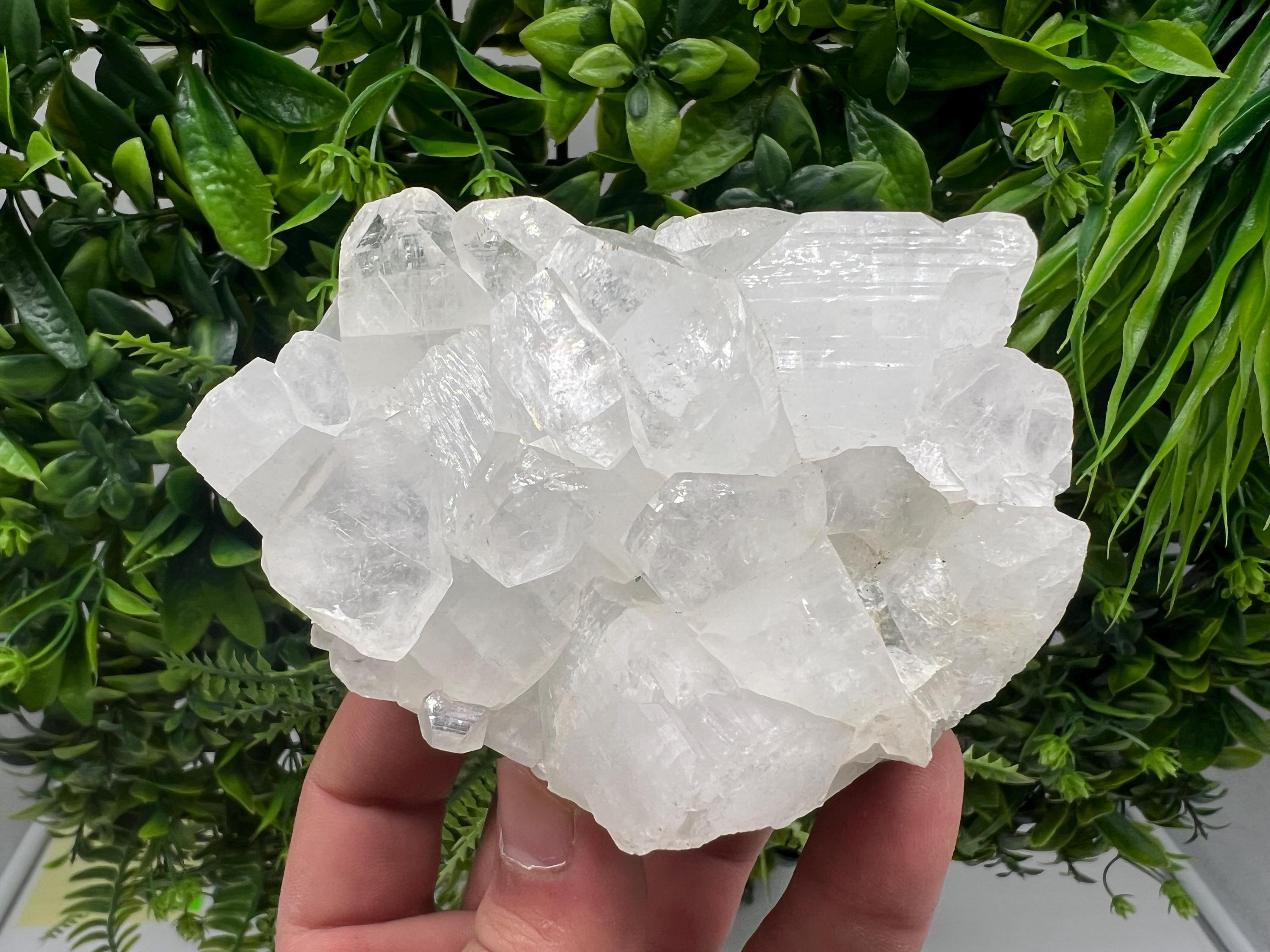 Apophyllite on Chalcedony Specimen: Transparent Crystal, India Minerals