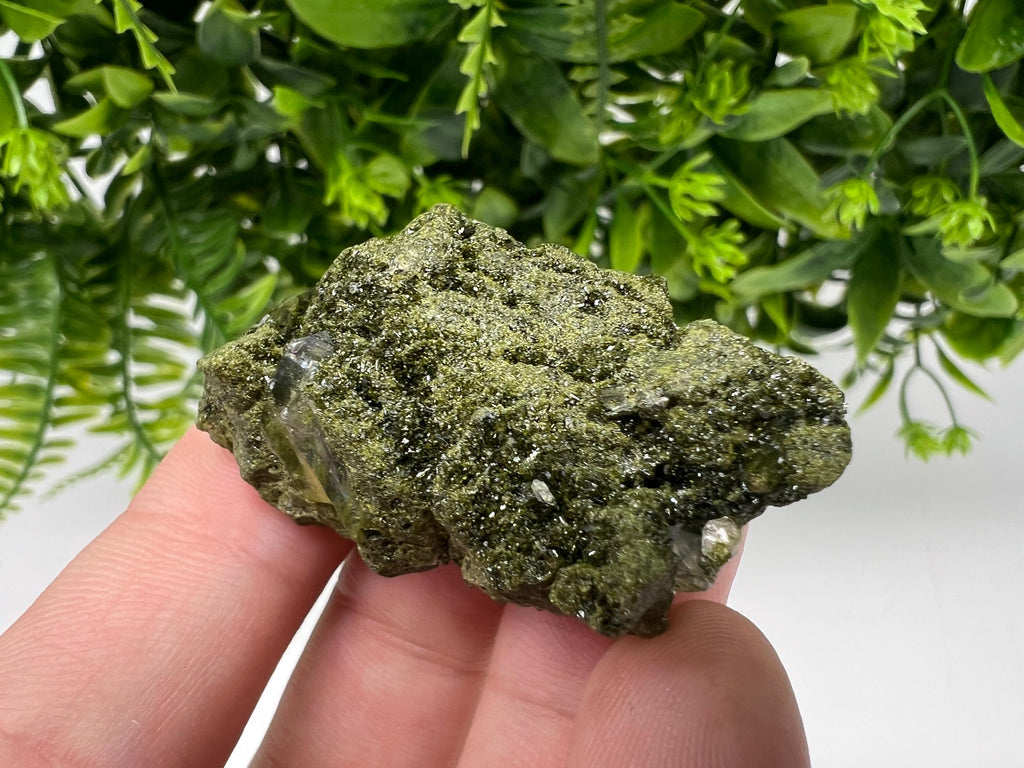 Sparkly Green Epidote with Quartz Crystals, Eastern Anatolian Mineral Decor