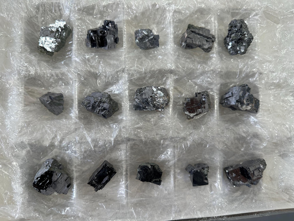 Shiny Galena Cluster Chunks: Borieva Mine Minerals (Set of 15)