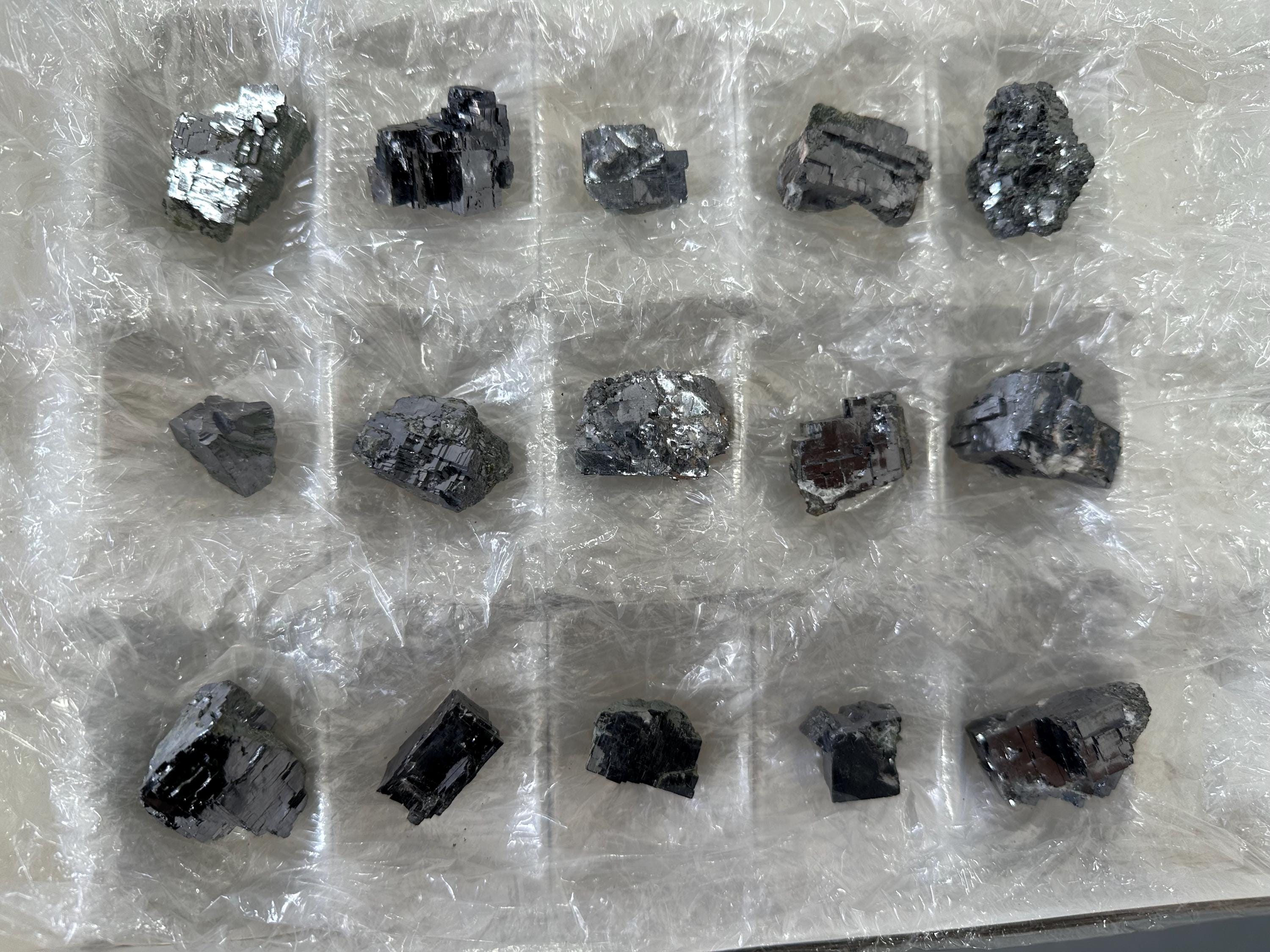 Shiny Galena Cluster Chunks: Borieva Mine Minerals (Set of 15)