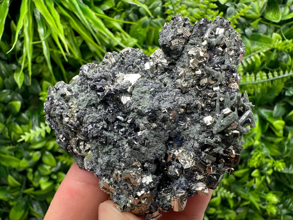 Pyrite Sphalerite on Quartz with Chlorite, Bulgaria Mineral Specimen