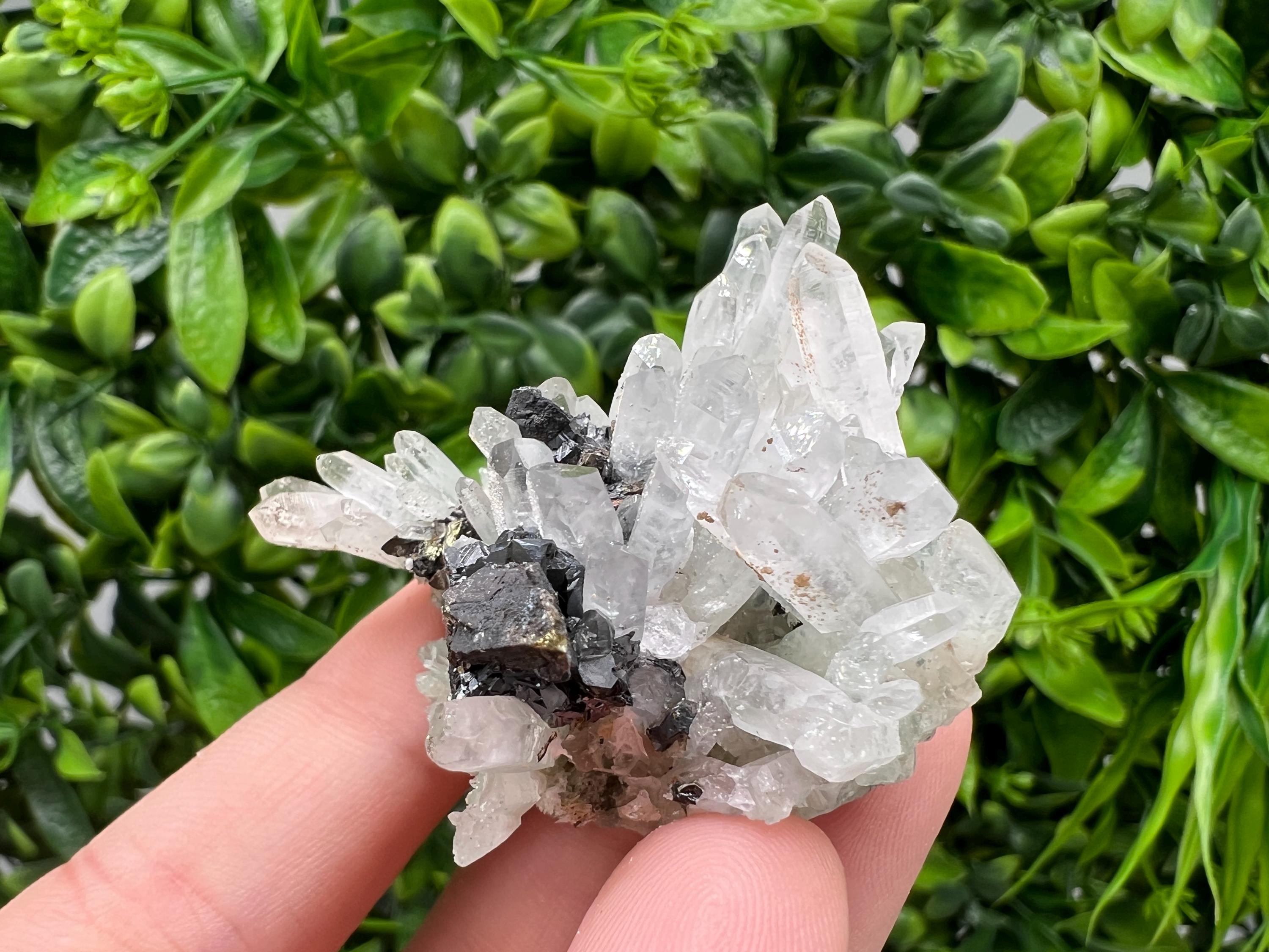 Transparent Quartz,Chlorite,Chalcopyrite Matrix,From Borieva mine,Madan,Bulgaria,Quartz,Quartz crystal,mineral specimen,collection quartz
