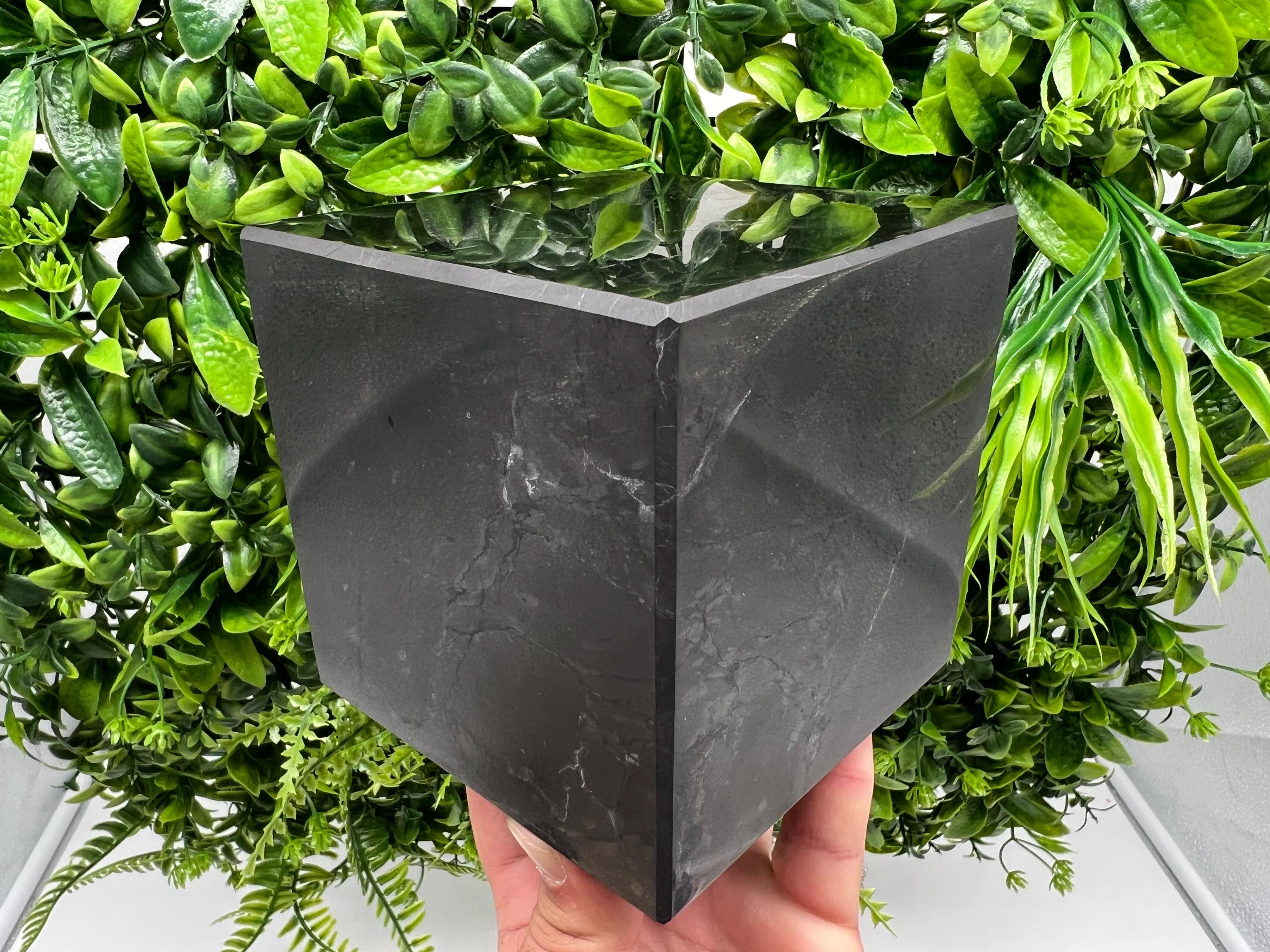 Large Shungite Cube (10cm): Polished EMF Protection Crystal