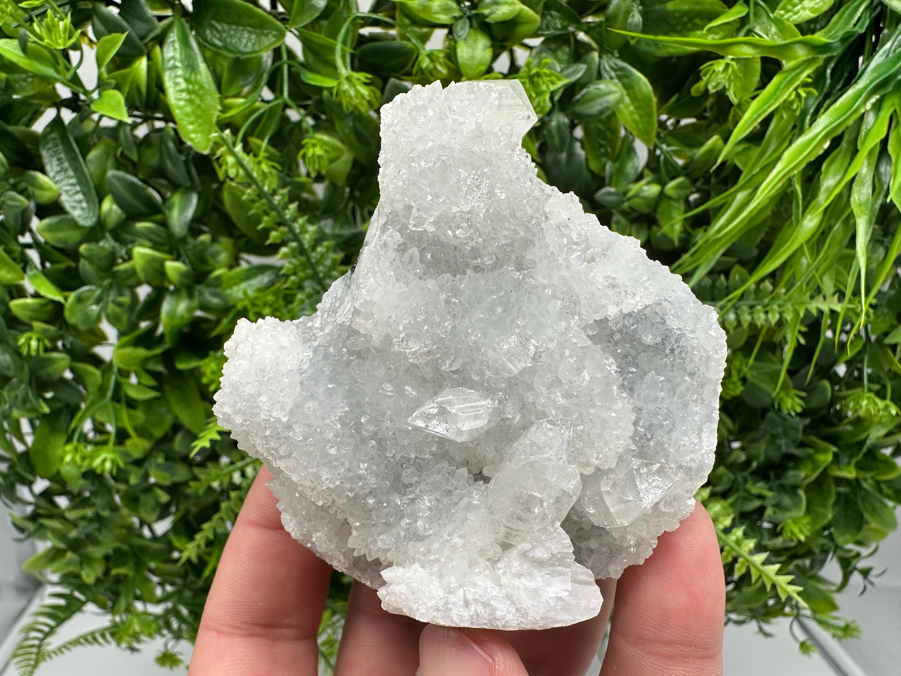 Transparent Apophyllite on Chalcedony, India Mineral Specimen