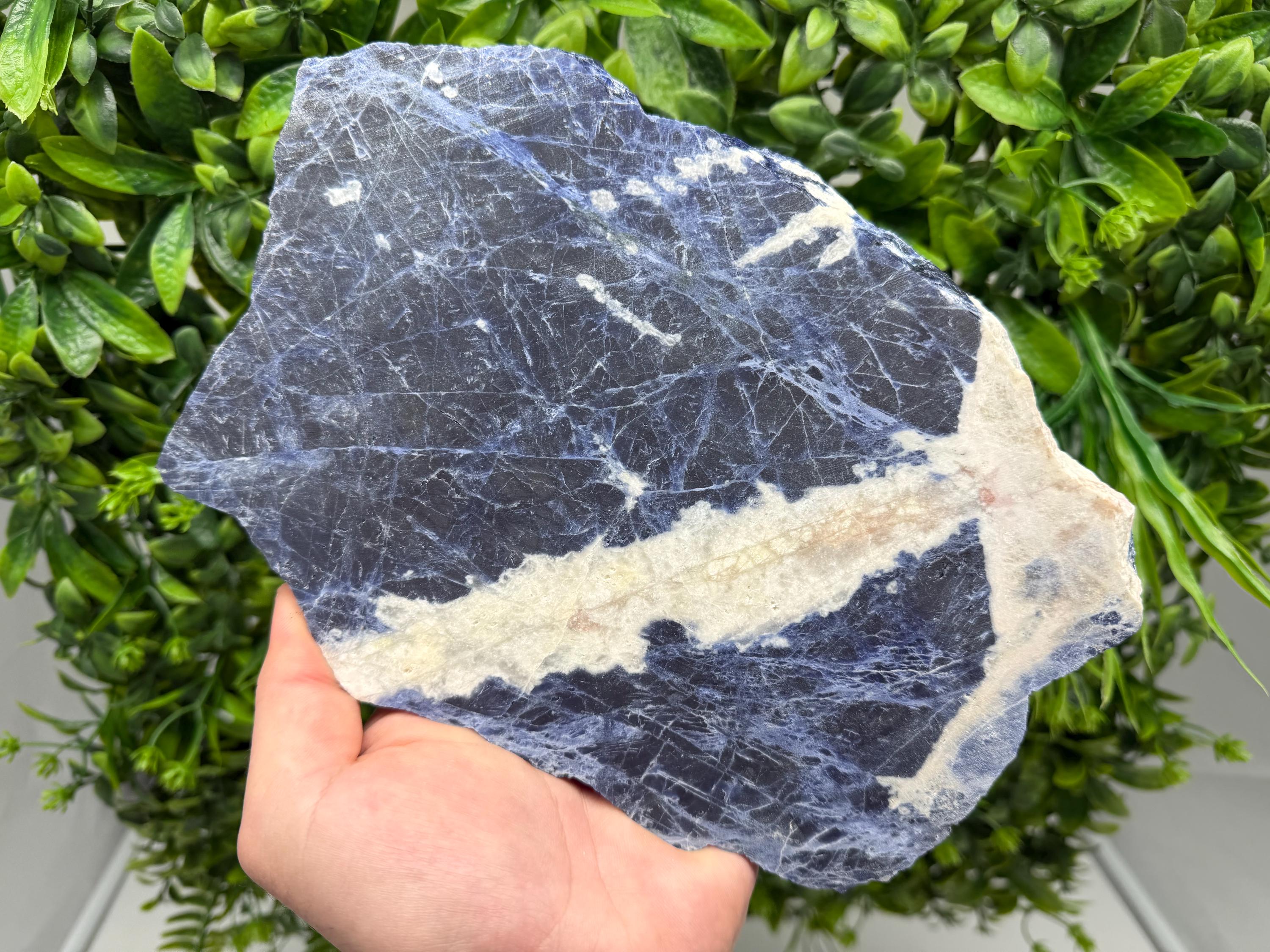 Polished Sodalite Slice – Natural Blue Crystal Slab, Home Decor Accent