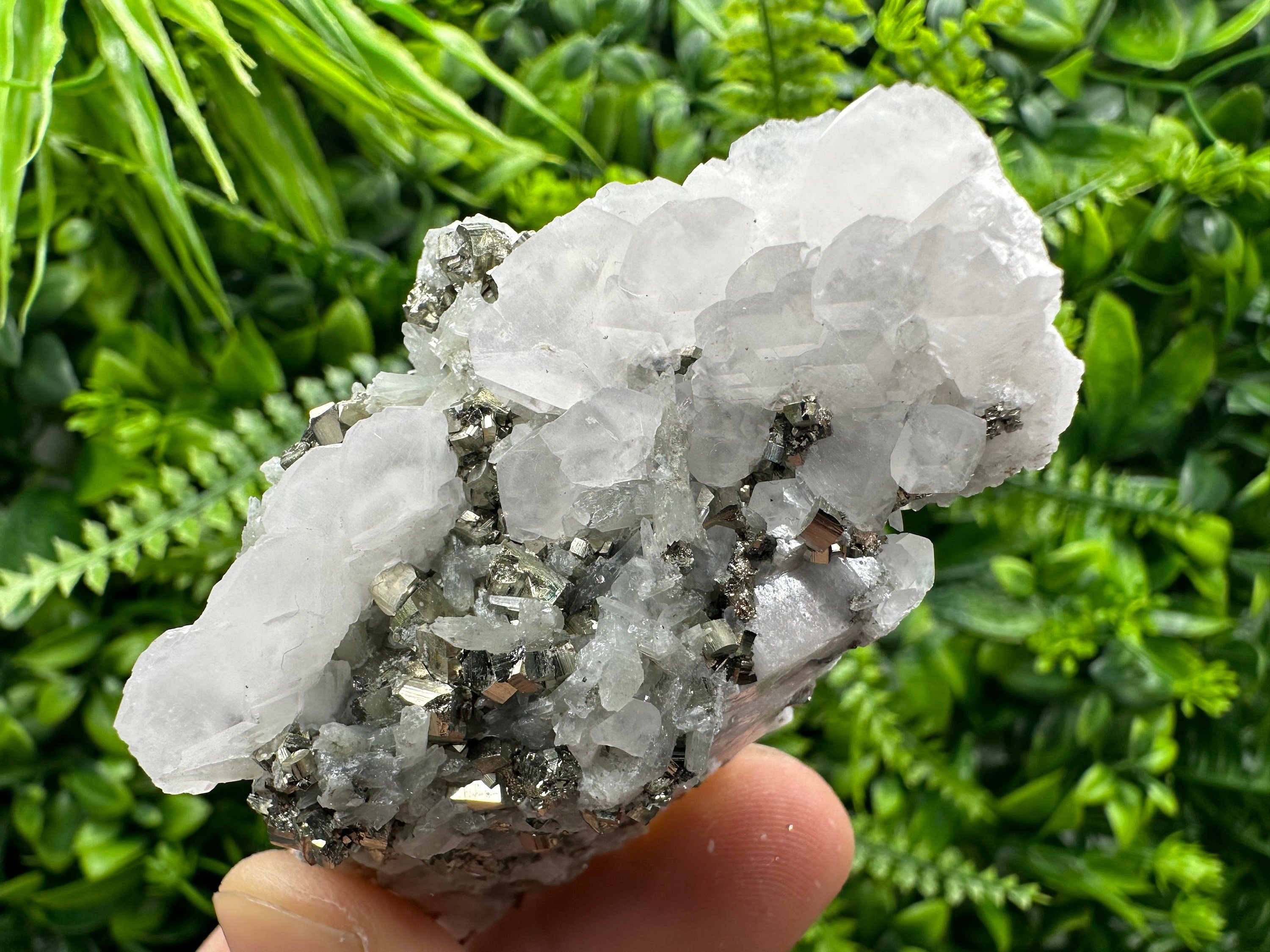 Pyrite Calcite on Quartz, Borieva Bulgaria Mineral Specimen, Home Decor