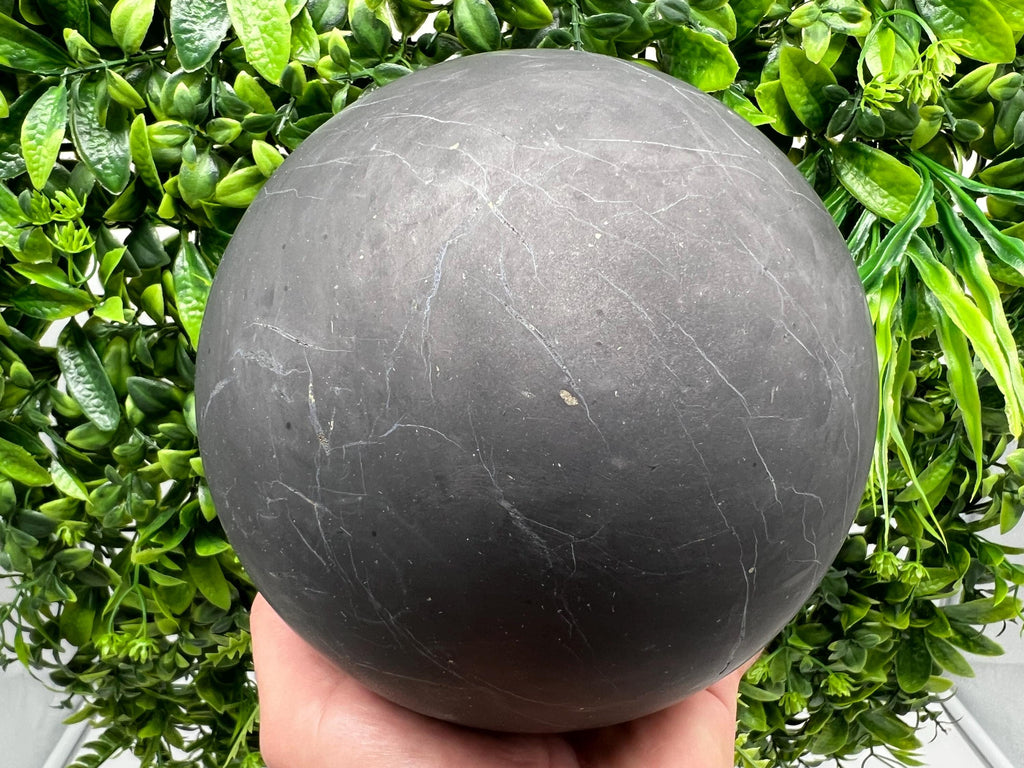 Large Shungite Sphere (15cm): EMF & 5G Protection, Metaphysical Healing