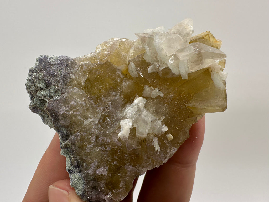 Yellow Fluorite with Calcite, Spain Mineral Specimen