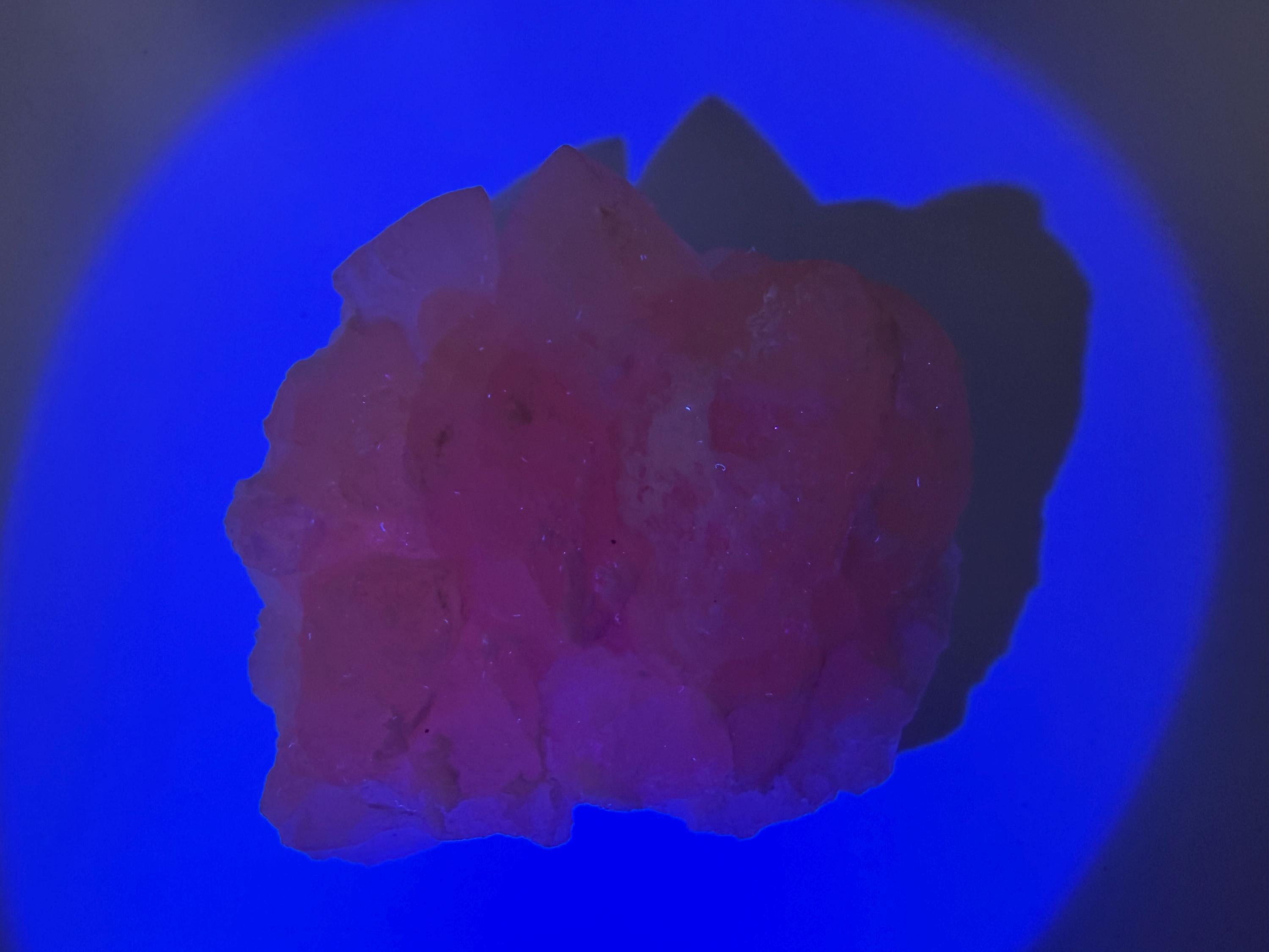UV Reactive Mangano Calcite Crystal, Androvo Mine, Bulgaria