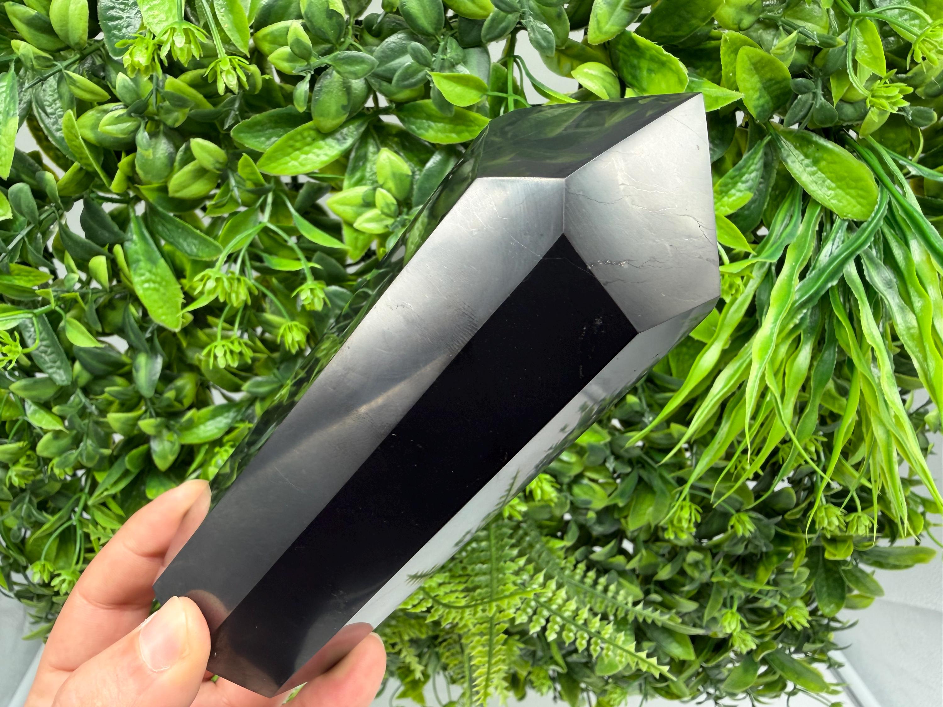 Shungite Tower,free form Shungite point EMF Neutralizer Stone, Crystal Decor, 15cm