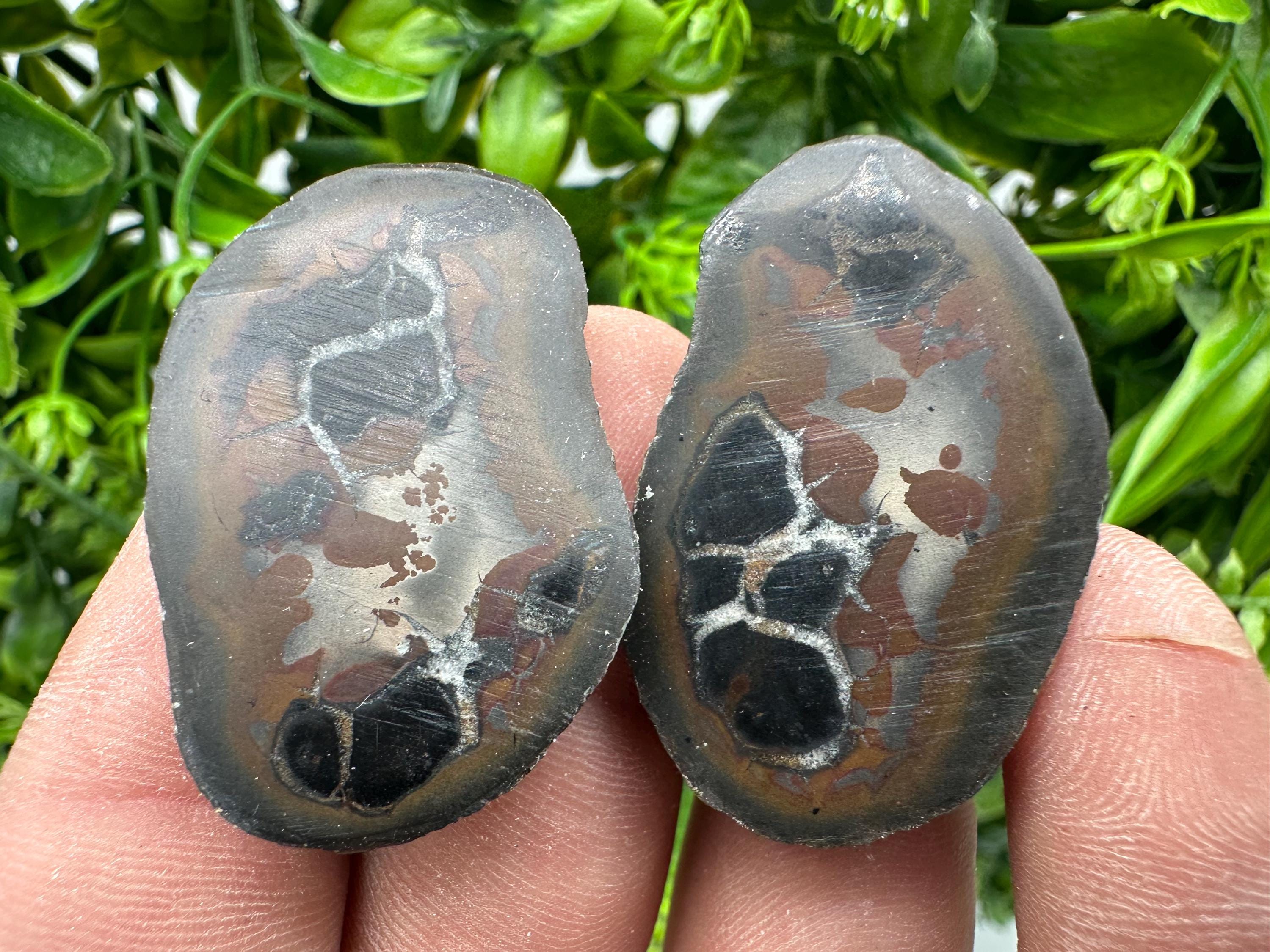 Septarian Nodule Geode Pair: Dragonstone Healing Stone