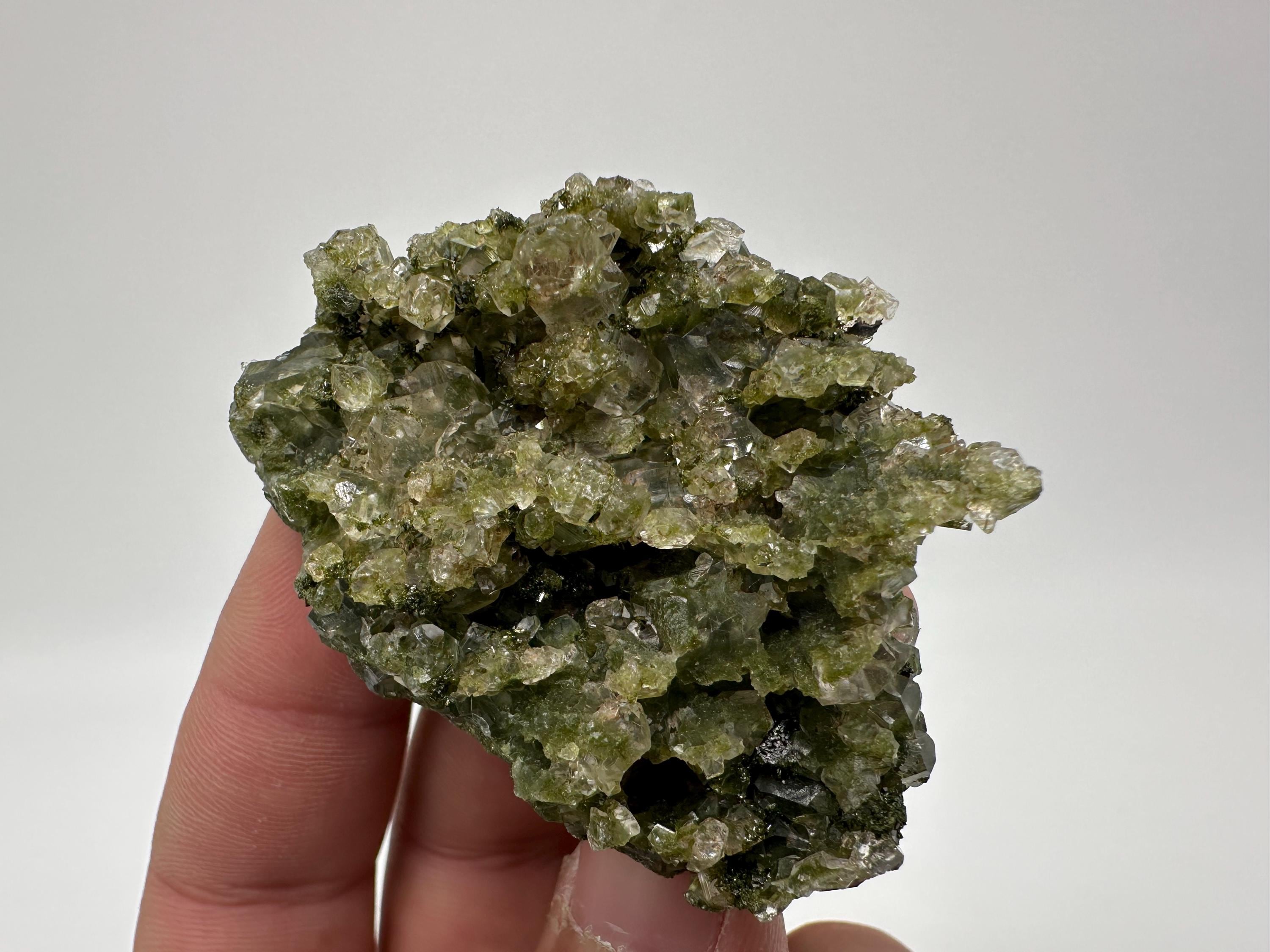 Rare Green Epidote with Quartz Crystals, Eastern Anatolian Mineral Specimen