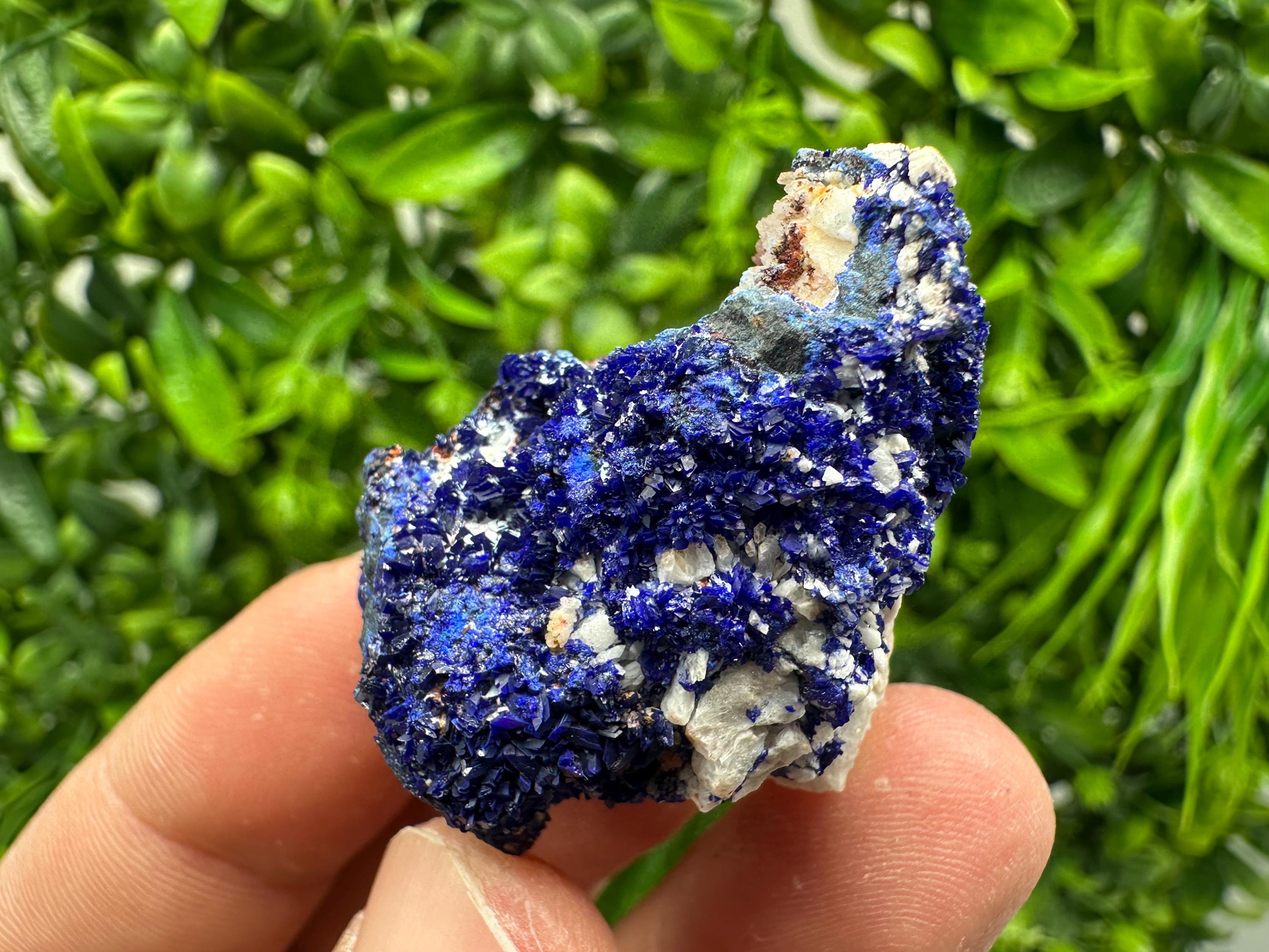 Crystallized Azurite-Kerrouchen,Morocco-Blue Azurite Specimen-High Quality Blue Azurite-Azurite Mineral Specimen, gemmy,lustrous of Azurite