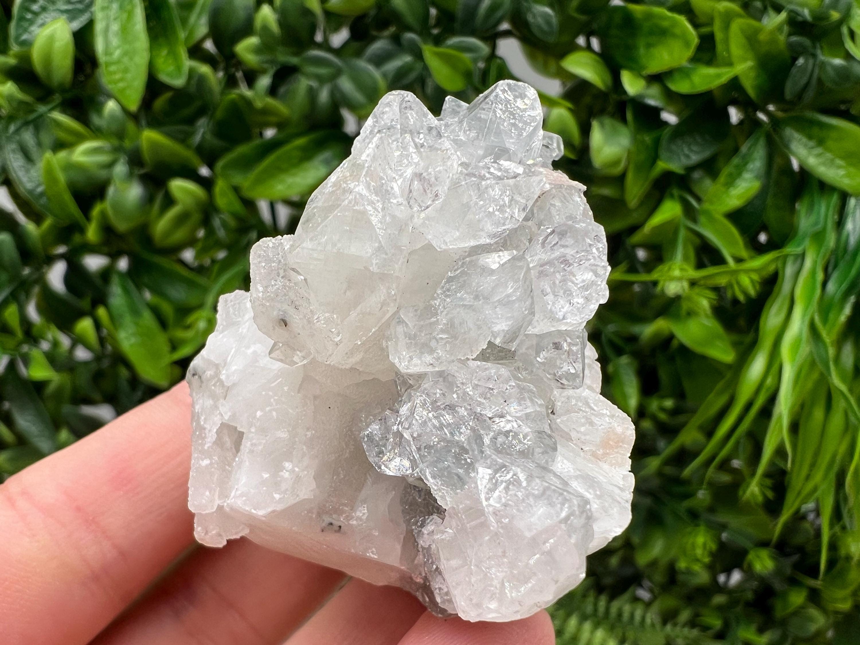 Transparent Apophyllite on Chalcedony, Natural Crystal Specimen, India Minerals