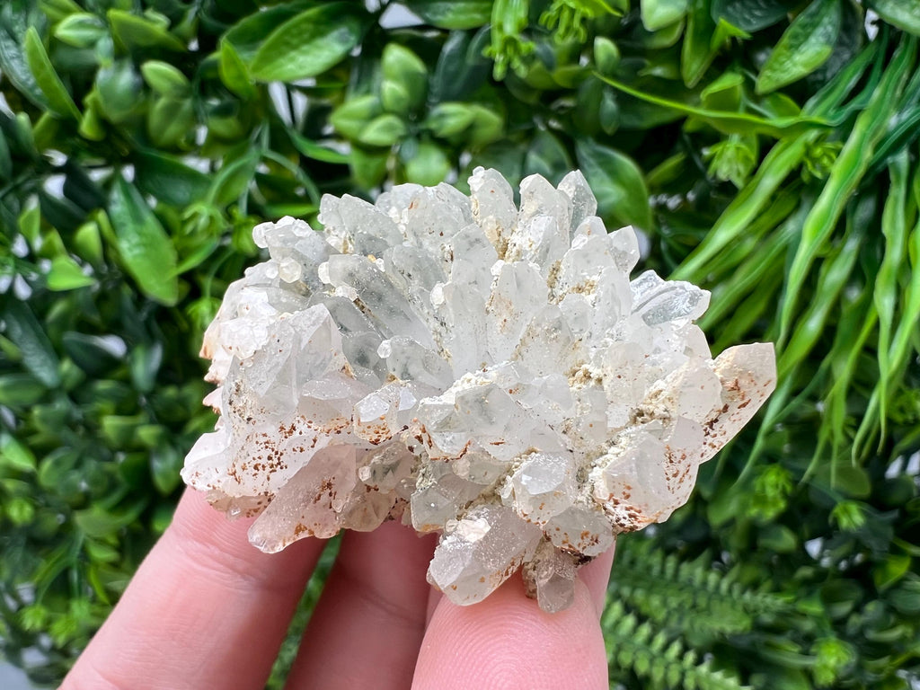 Calcite on Green Quartz: Djurcovo Mine, Bulgaria Healing Crystal